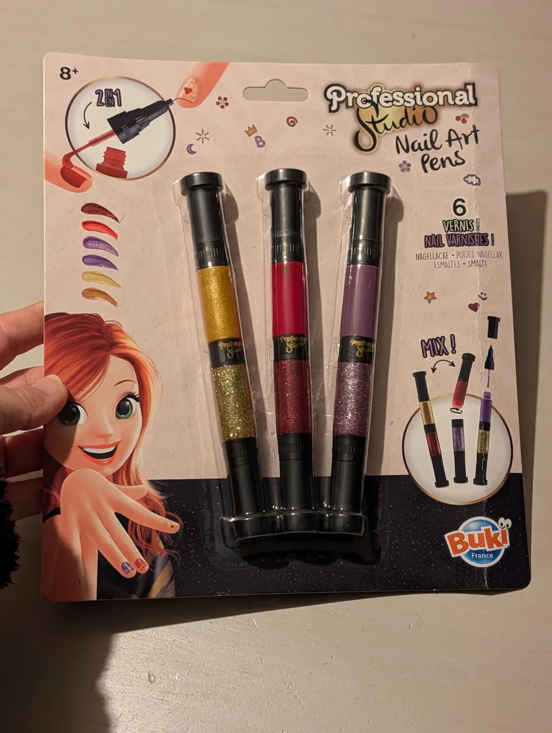 Buki PS102 Nagellackstifte 3er Rosa Grün Silber ab 8 Jahren