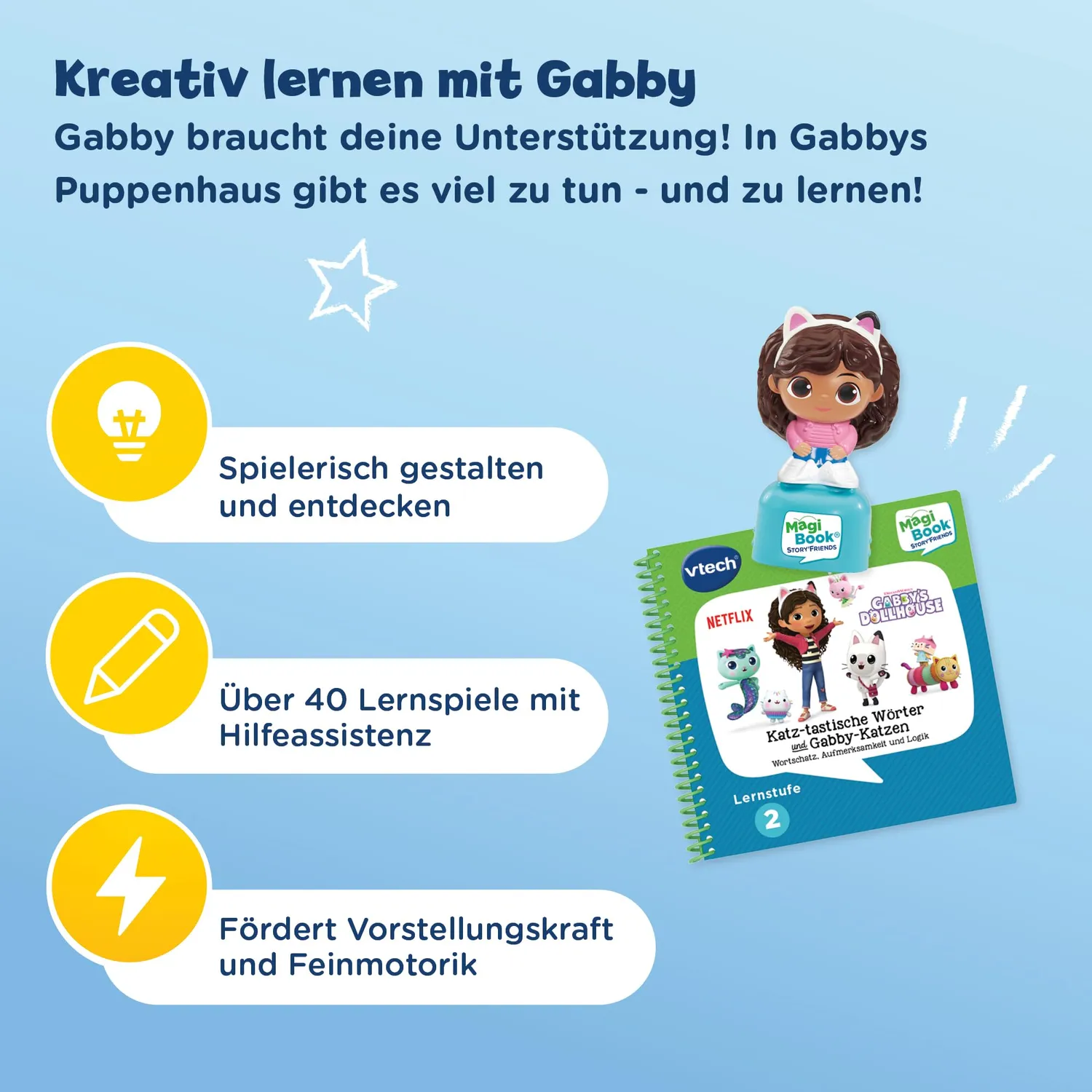 VTech MagiBook Gabby's Dollhouse Buch Lernstufe 2 für 4-6 Jahre