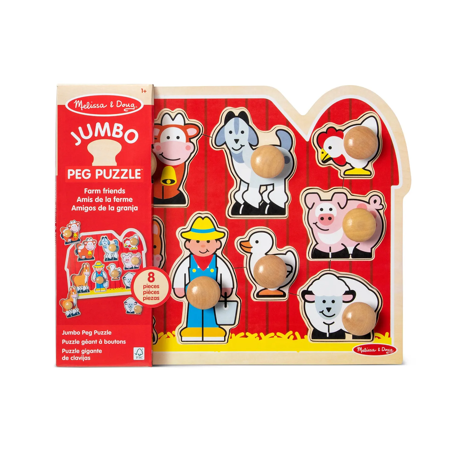 Melissa & Doug Farm Friends Knobbelpuzzle Holz 8 Teile