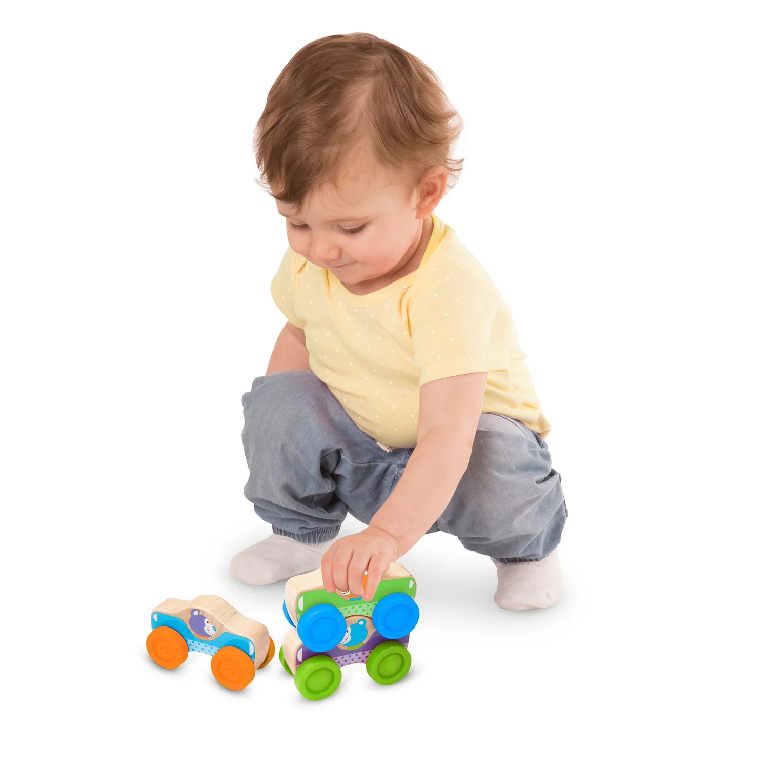 Melissa & Doug Stapelautos Holz 3 Tierautos stapelbar