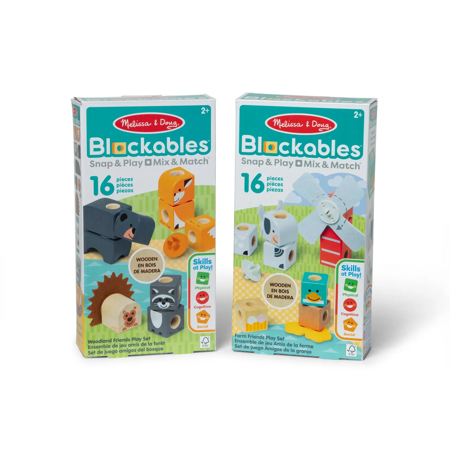 Melissa & Doug Blockables Farm Woodland Bausteine 2er-Set Holz