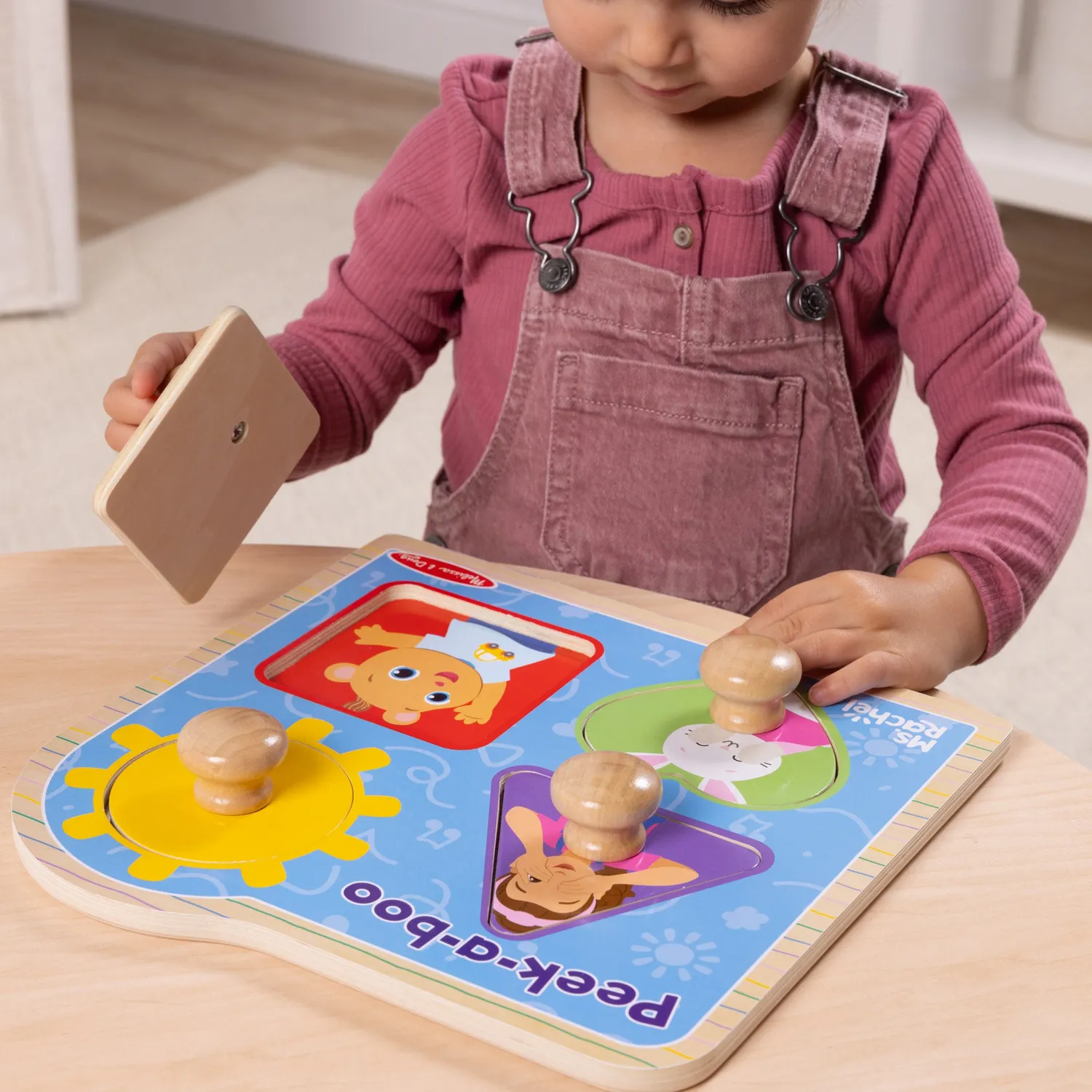 Melissa & Doug Ms. Rachel Peek-a-Boo Steckpuzzle Holz 4 Teile