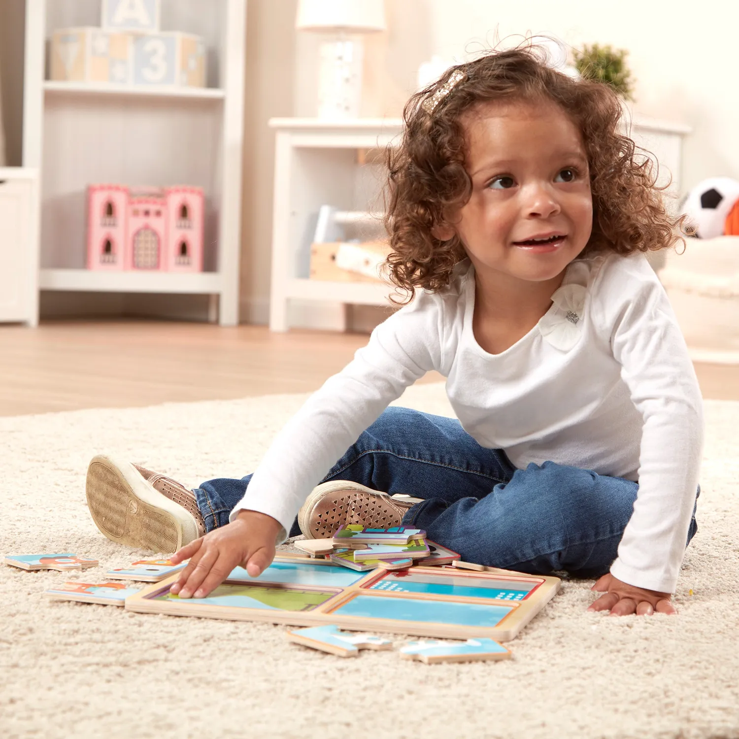 Melissa & Doug Natural Play Ready Set Go Holzpuzzle Fahrzeuge