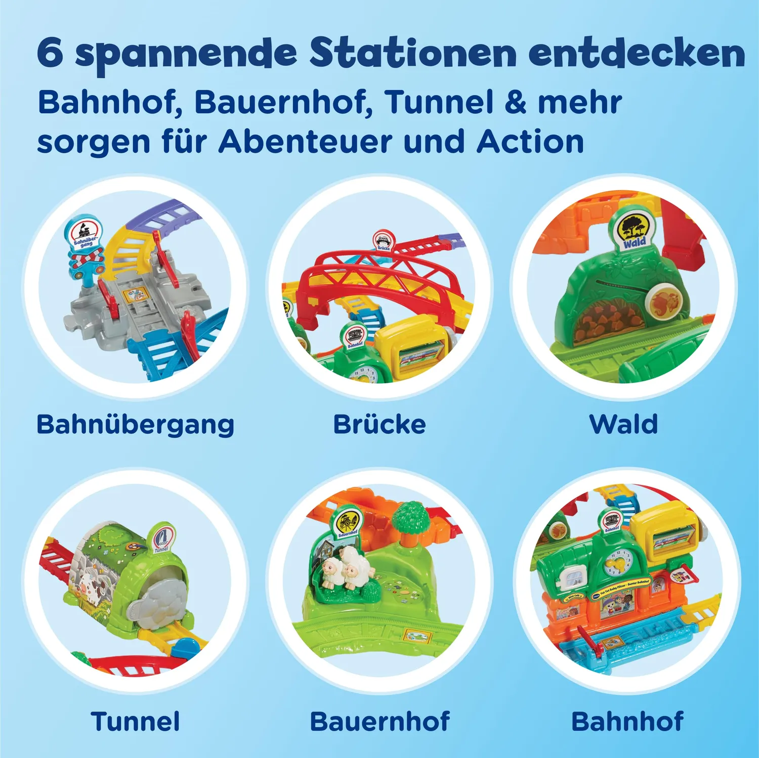 VTech Tut Tut Baby Flitzer Bunter Bahnhof Zug Spielset Motor