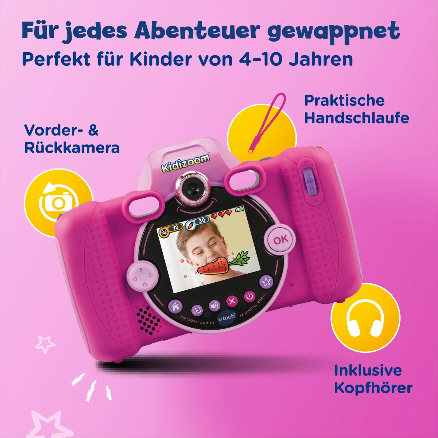 VTech KidiZoom Duo FX Kinderkamera Pink Doppel-Objektiv 5 MP