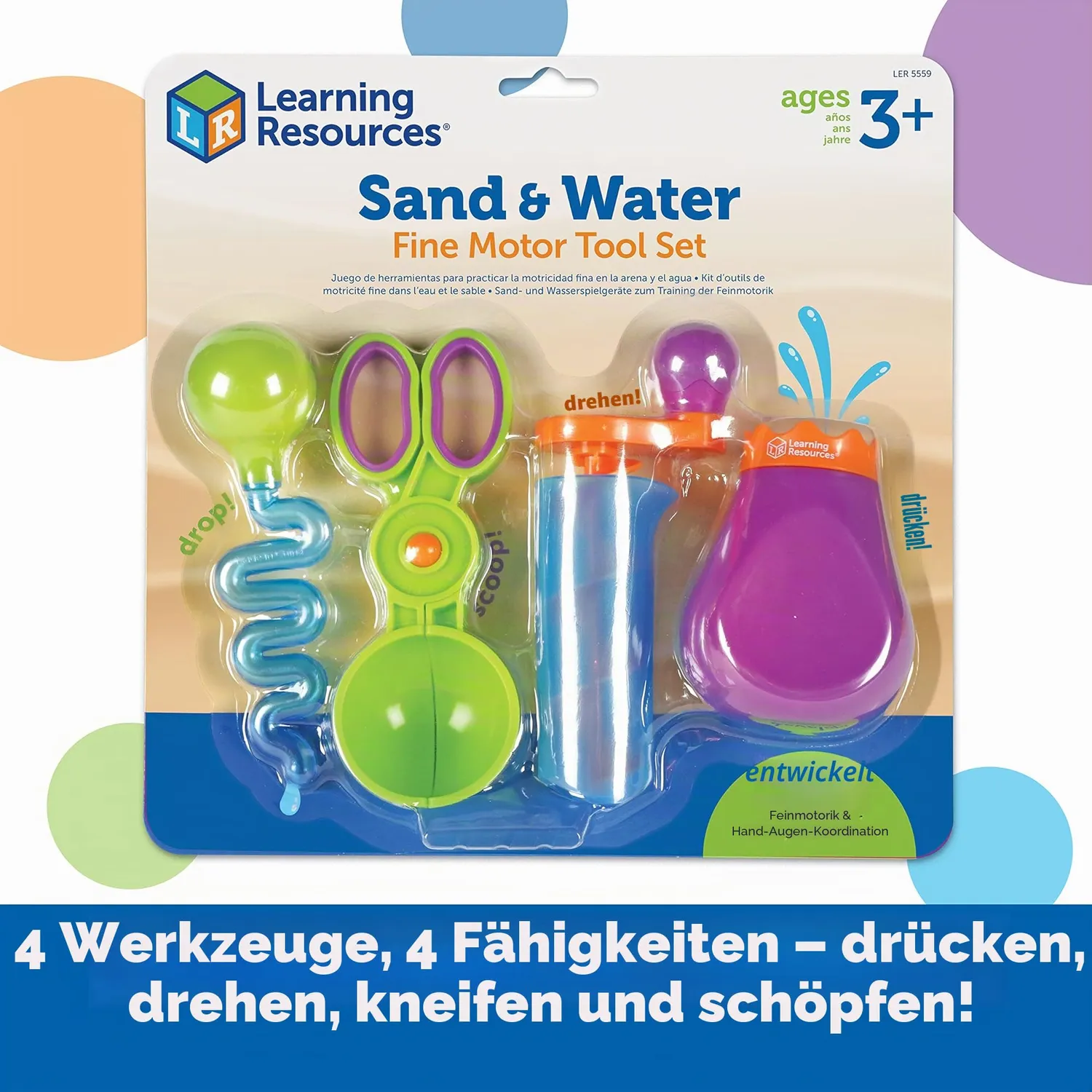Learning Resources Sand & Wasser Feinmotorik-Spielzeug 4 Teile Sommer
