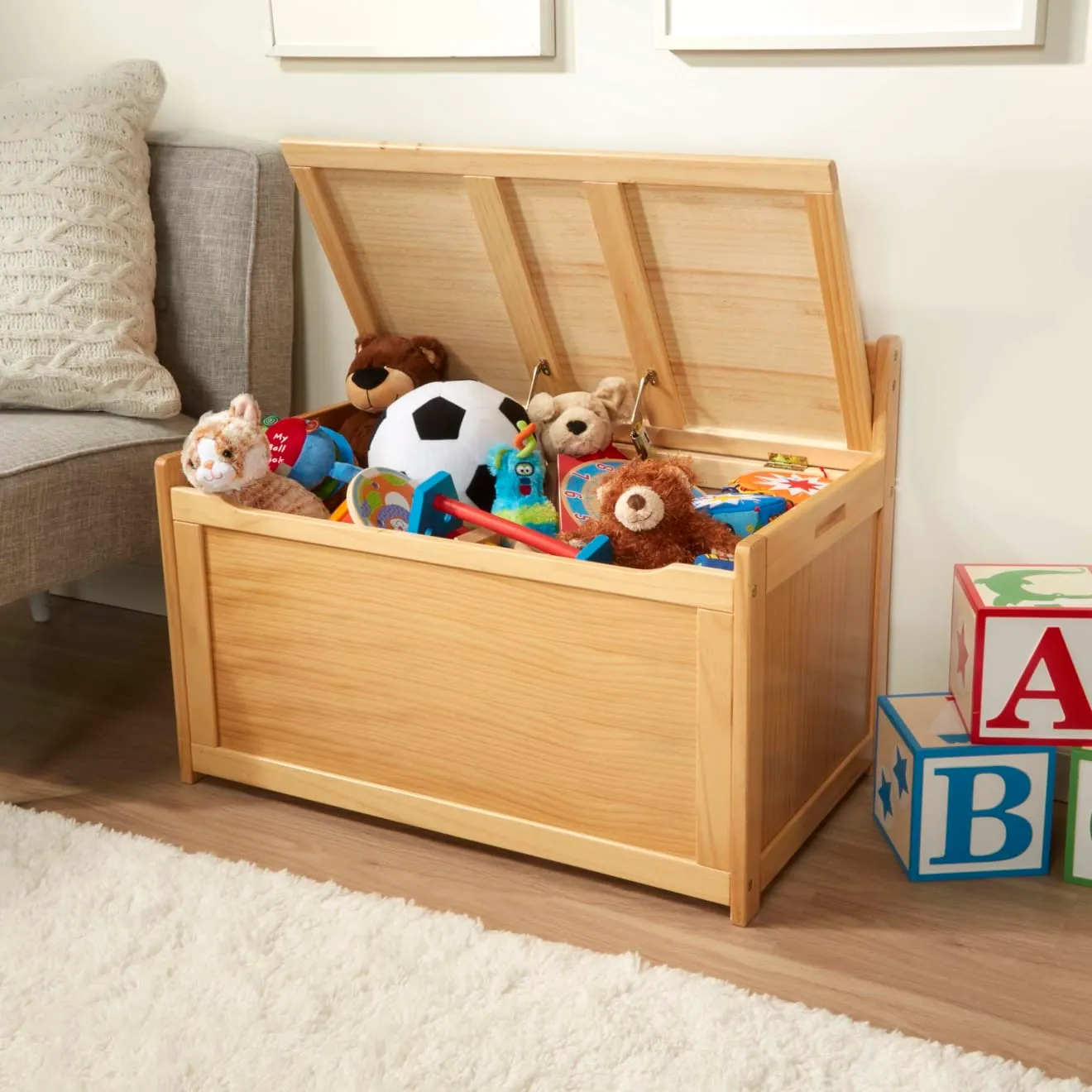 Melissa & Doug Wooden Toy Chest Spielzeugkiste Honig Holz