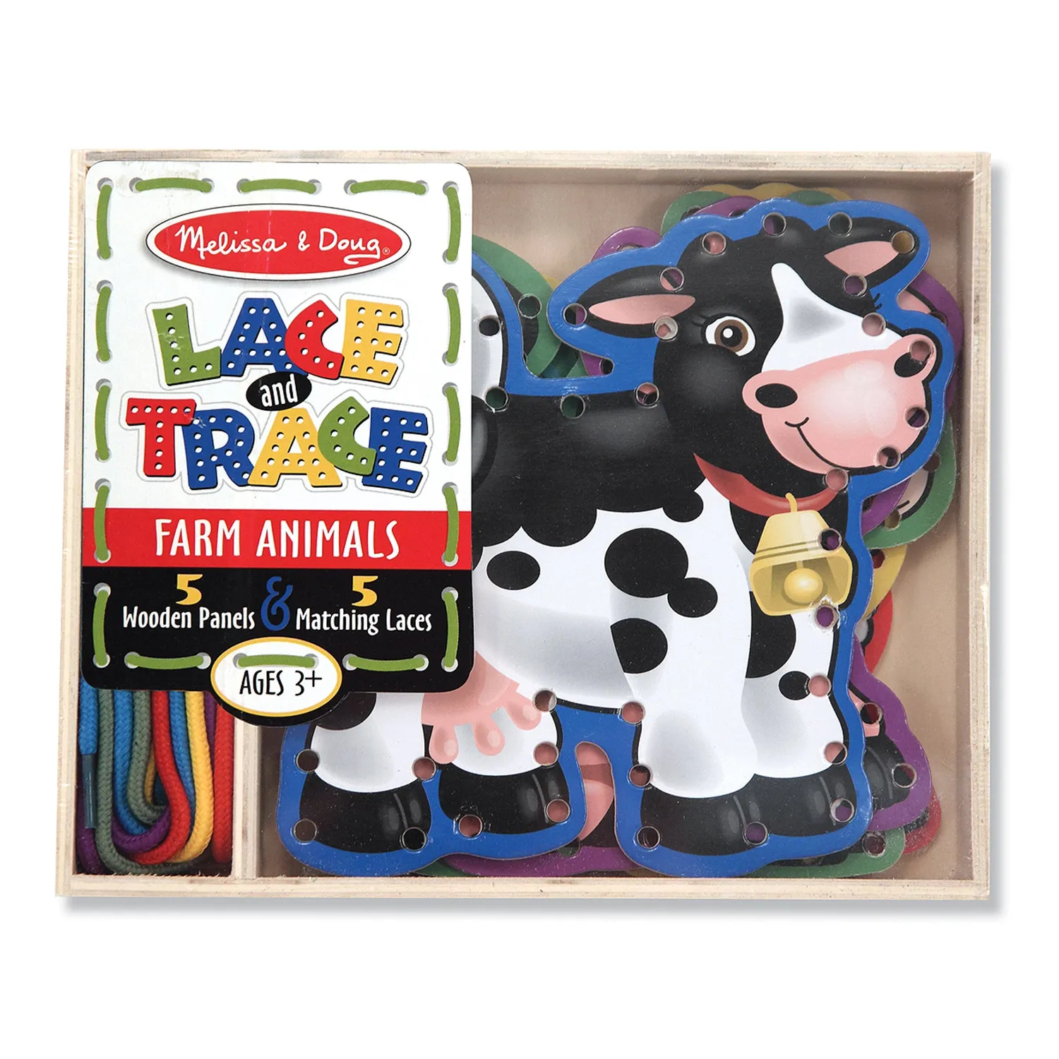 Melissa & Doug Lace & Trace Farm Fädelspiel Holz 5-teilig