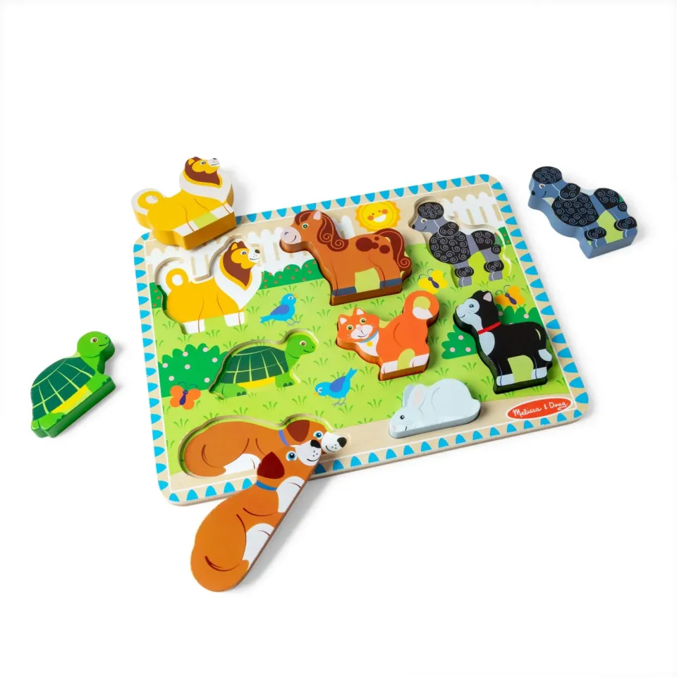 Melissa & Doug Pets Chunky Puzzle Holzpuzzle 8 Teile ab 2 Jahre