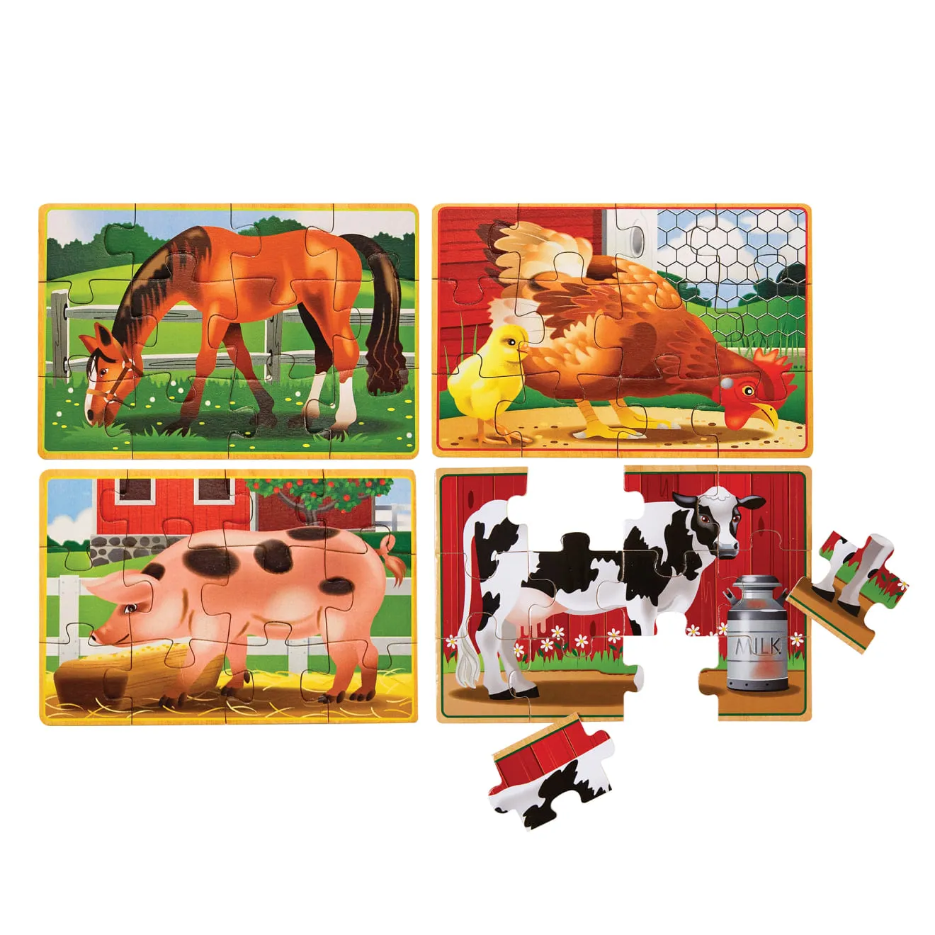 Melissa & Doug Farm Holzpuzzle Box 4x12 Teile Tiere