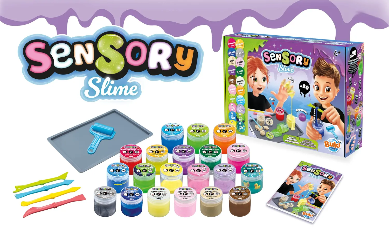 Buki France 2169B Sensory Slime Set 20 Töpfe Texturen