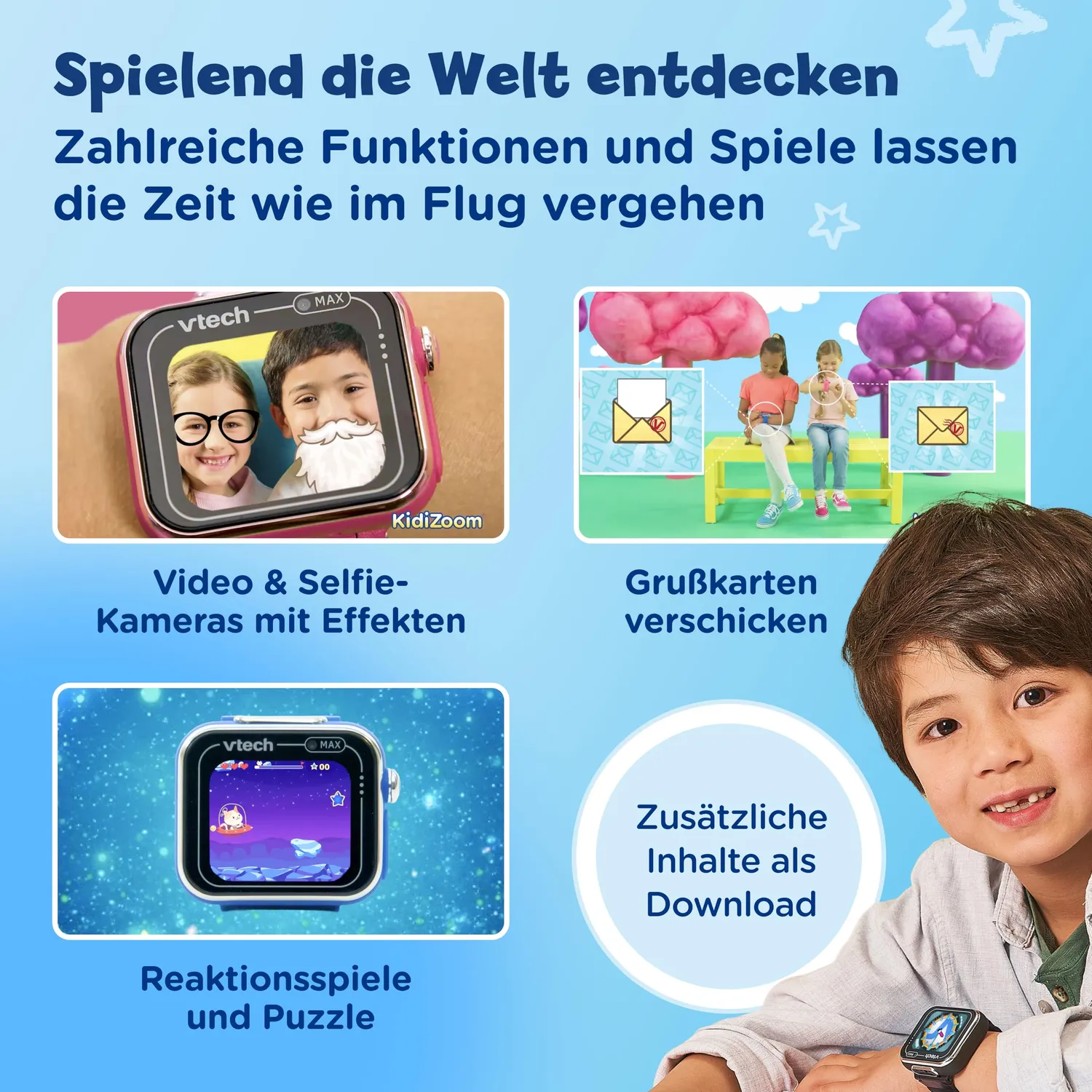 VTech KidiZoom Smart Watch MAX Kinderuhr Schwarz Dualkamera