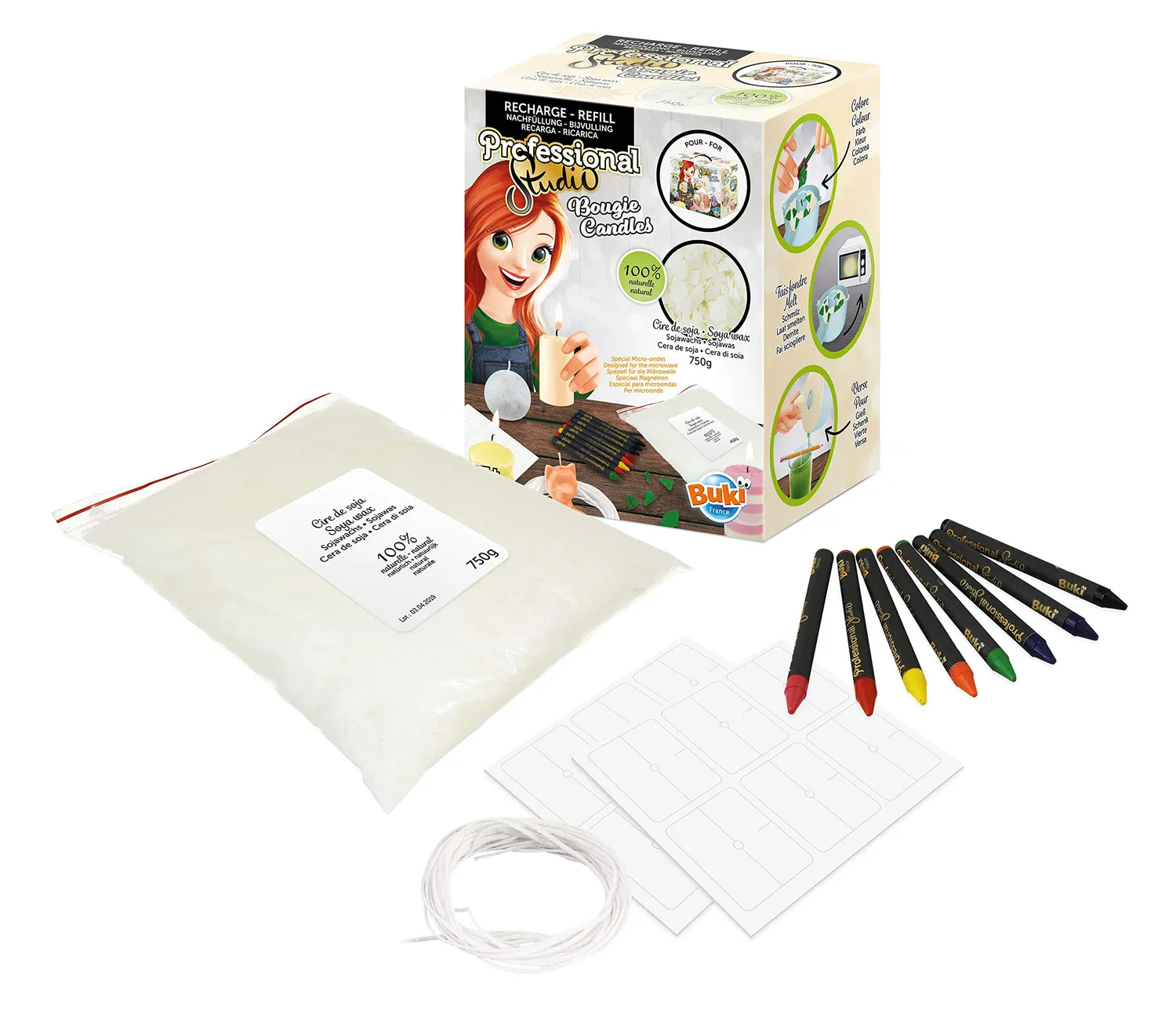 Buki Professional Studio 5423 Kerzen Nachfüllpack 750g Wachs