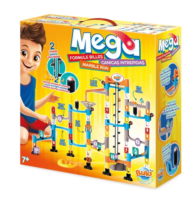 Buki PM852 Mega Formules Murmelbahn 70-teilig mit Lift Licht
