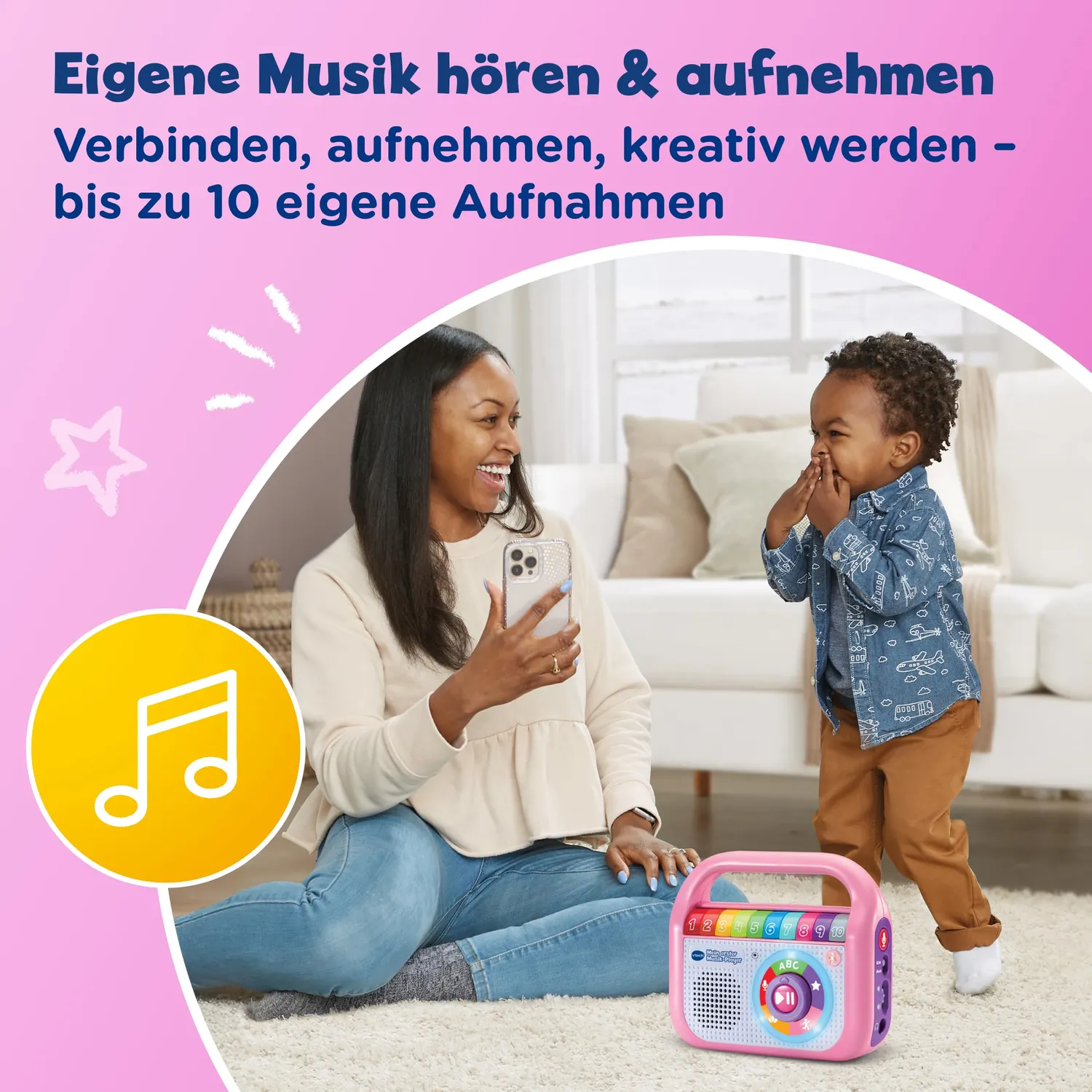 VTech Mein Erster Musik-Player Musikplayer Pink mit Aufnahme