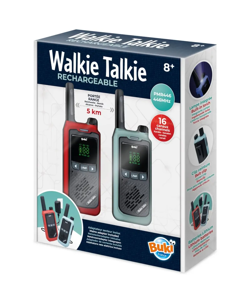 Buki TW05 Walkie Talkie schwarz 2er-Set 5 km wiederaufladbar
