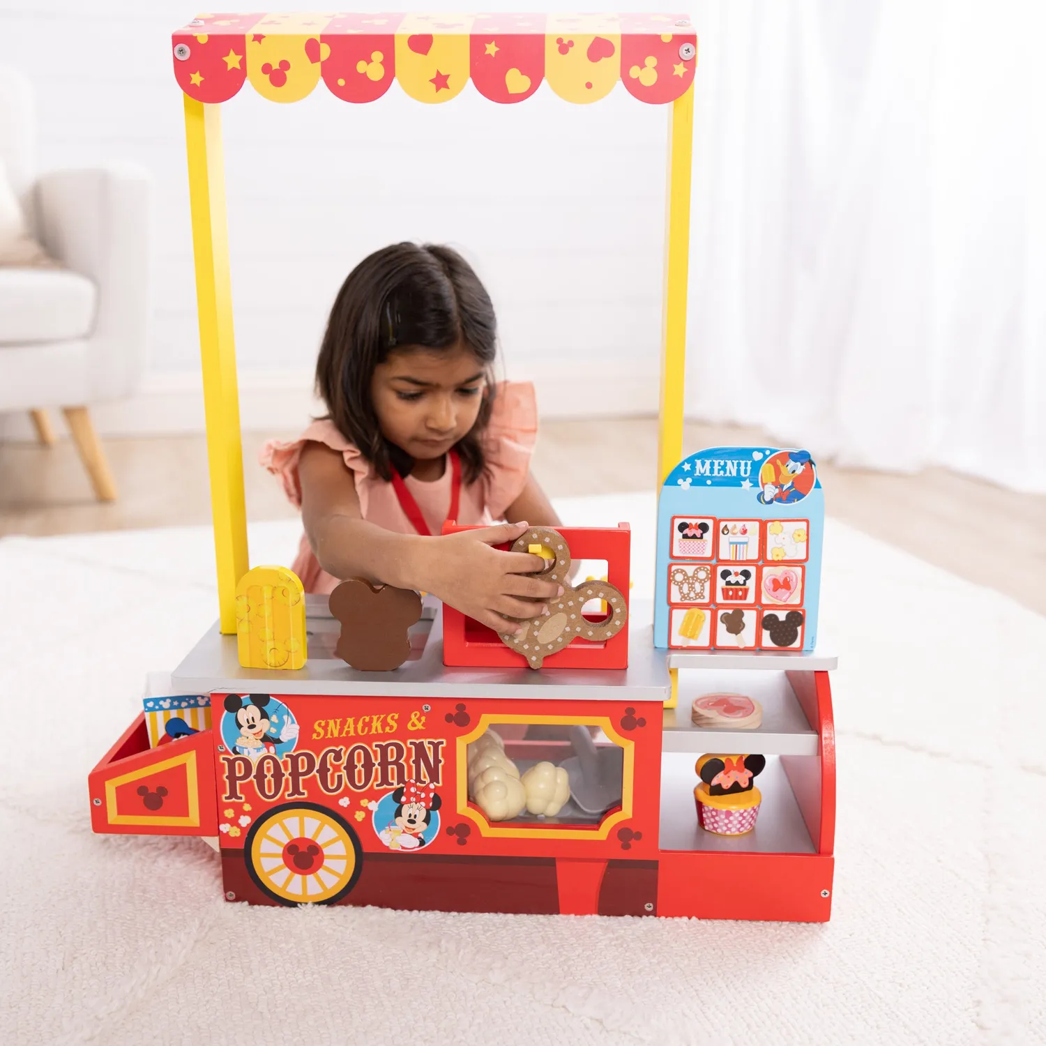 Melissa & Doug Disney Snacks Popcorn Verkaufsstand Holz 33 Teile