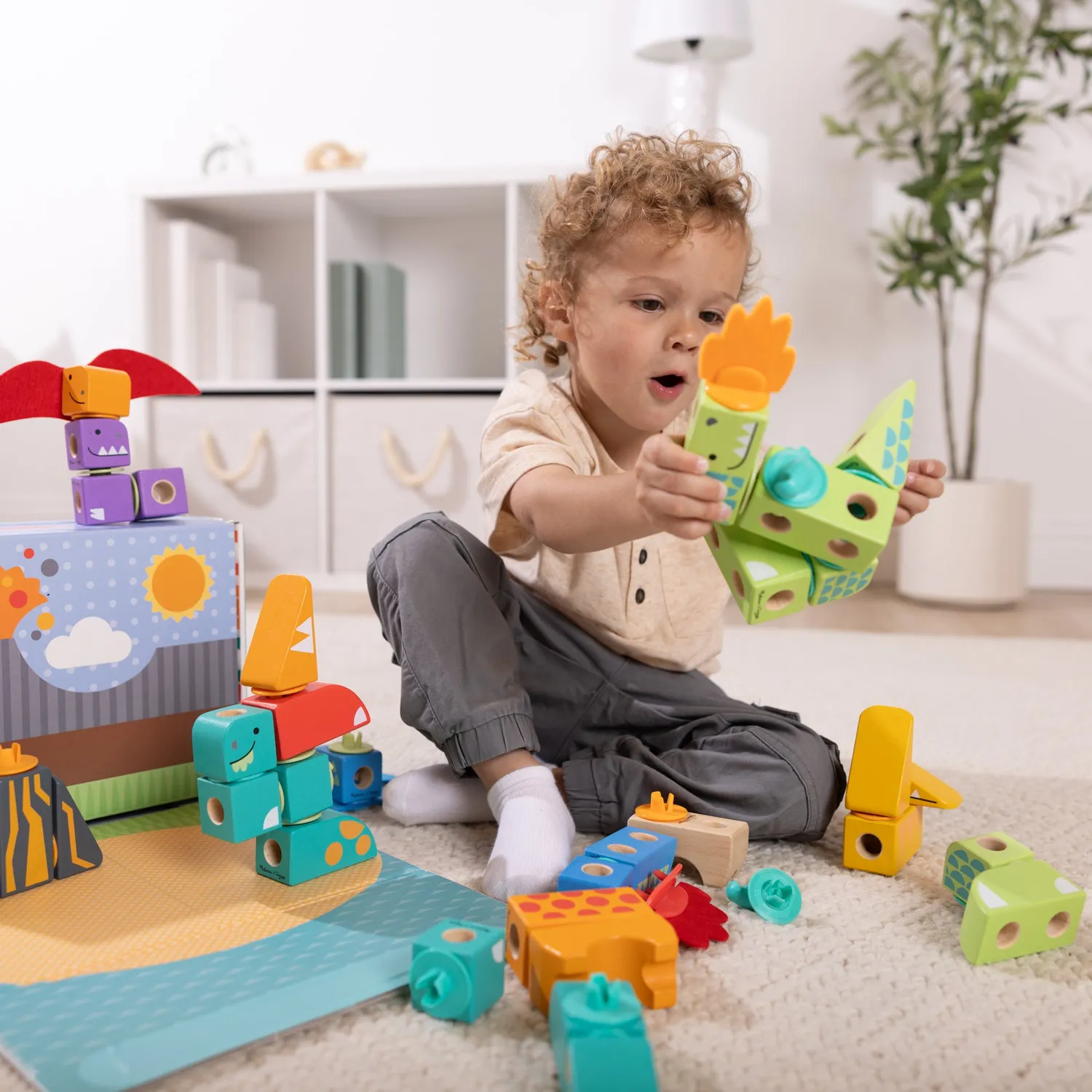 Melissa & Doug Blockables Dinosaurier Bausteine Holz Set