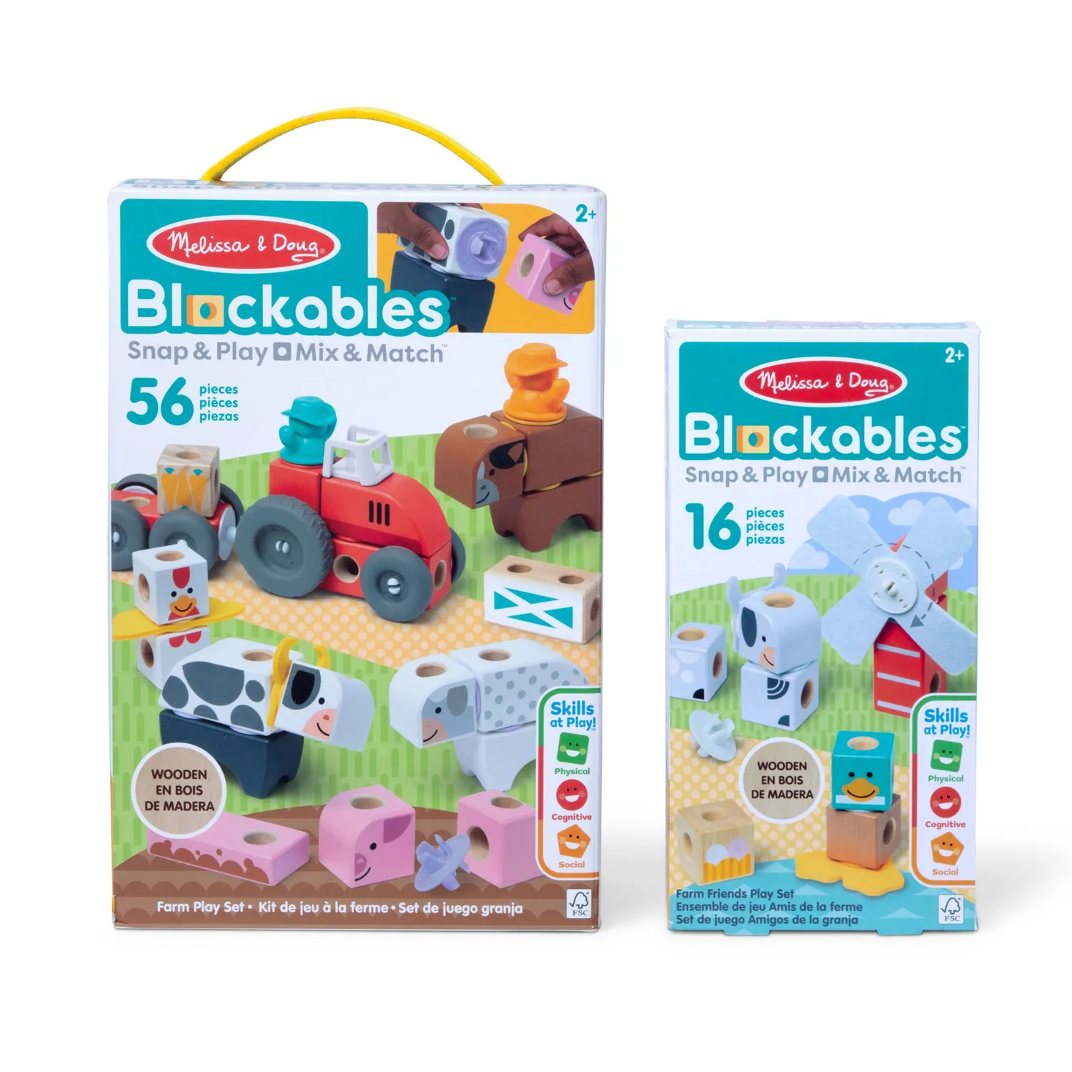Melissa & Doug Blockables Farm and Farm Friends Steckbausteine 2er-Set Holz