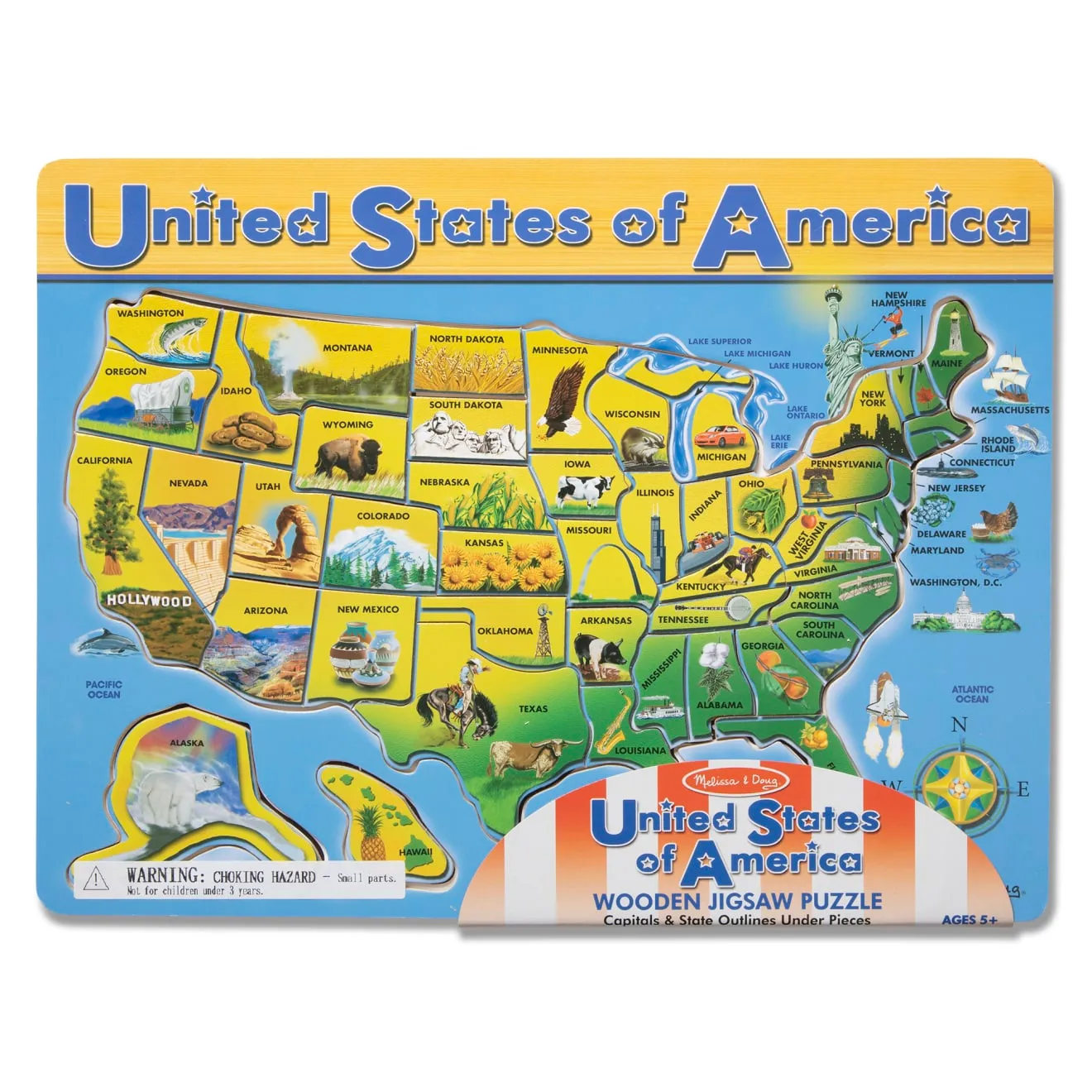 Melissa & Doug USA Karte Holzpuzzle 45-teilig Lernen