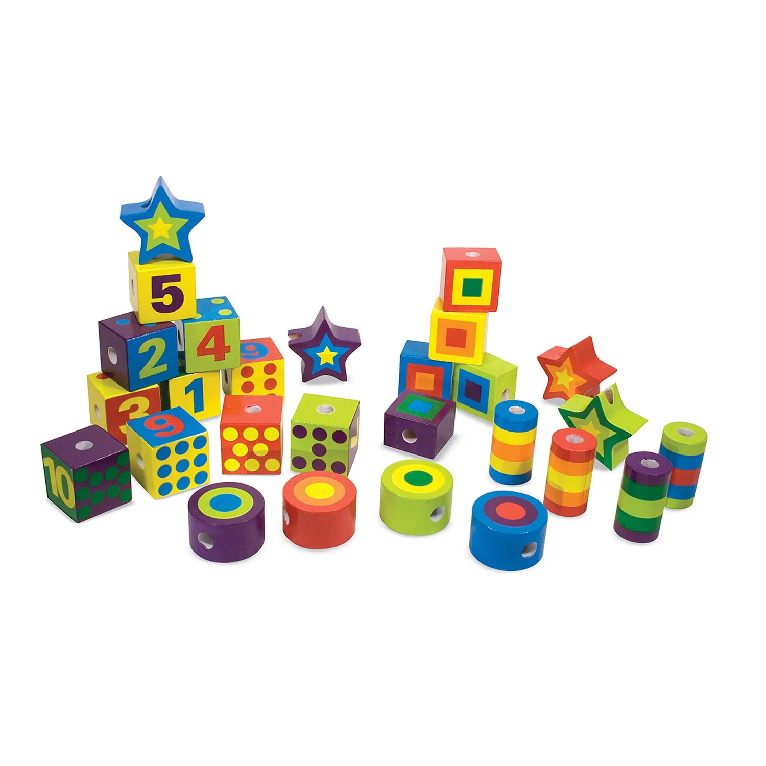 Melissa & Doug Lacing Beads Fädelperlen 27 Stück Holz