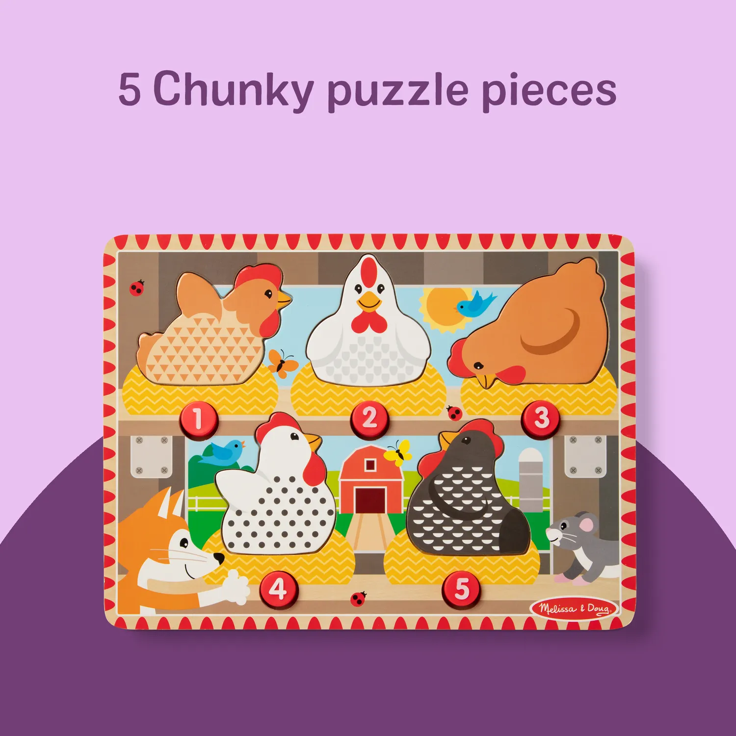 Melissa & Doug Happy Hens Push Pop Puzzle Hühner Holz