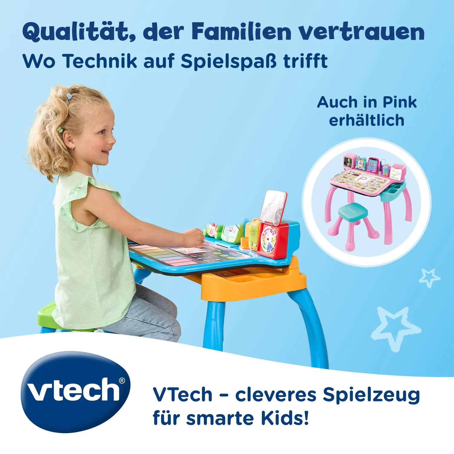 VTech 6-in-1 Magischer Schreibtisch Lernstation Stuhl Blau
