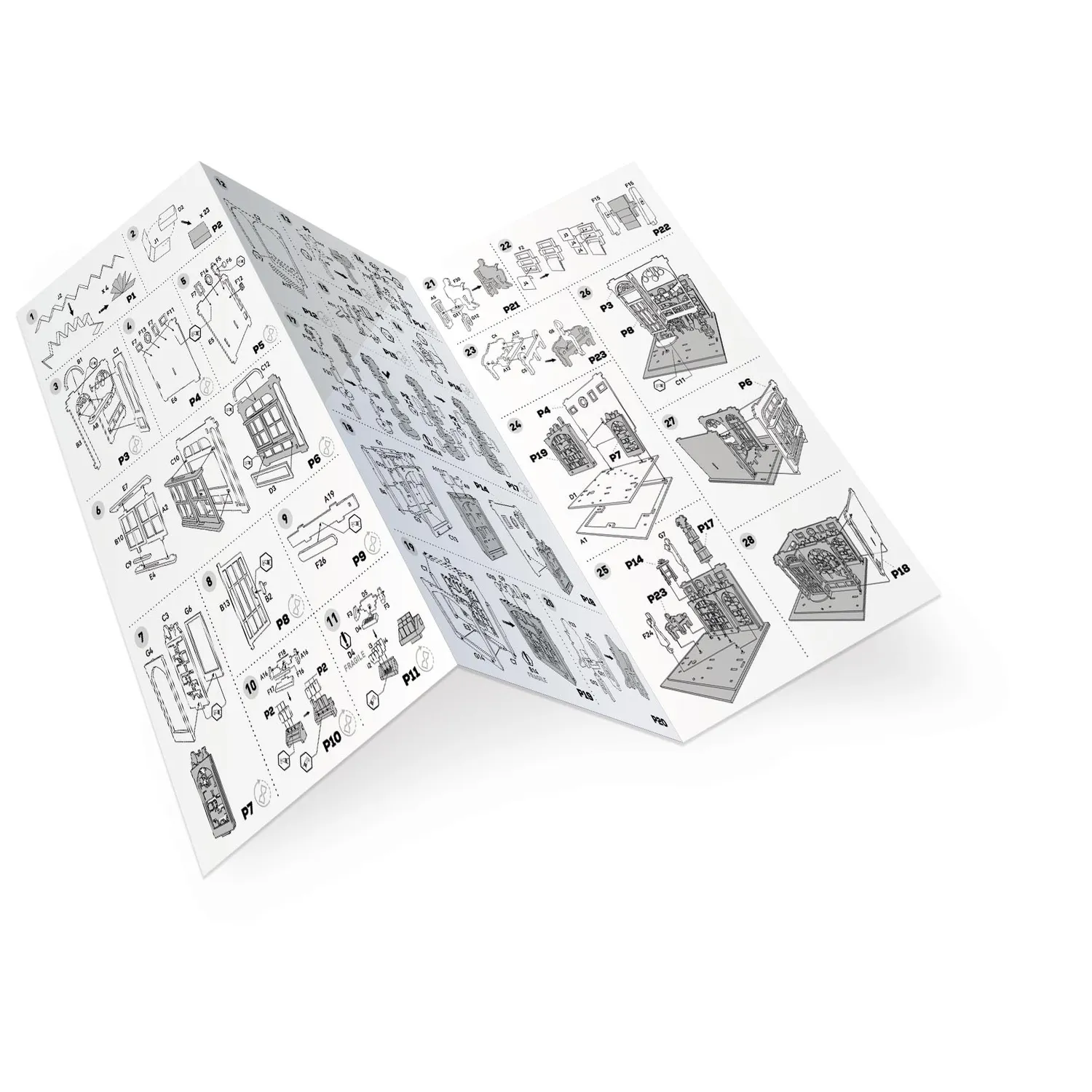 Buki 68074 Diorama Buchhandlung Holz-Bausatz 148 LED