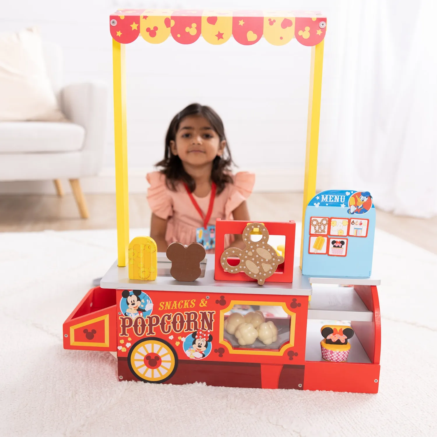Melissa & Doug Disney Snacks Popcorn Verkaufsstand Holz 33 Teile