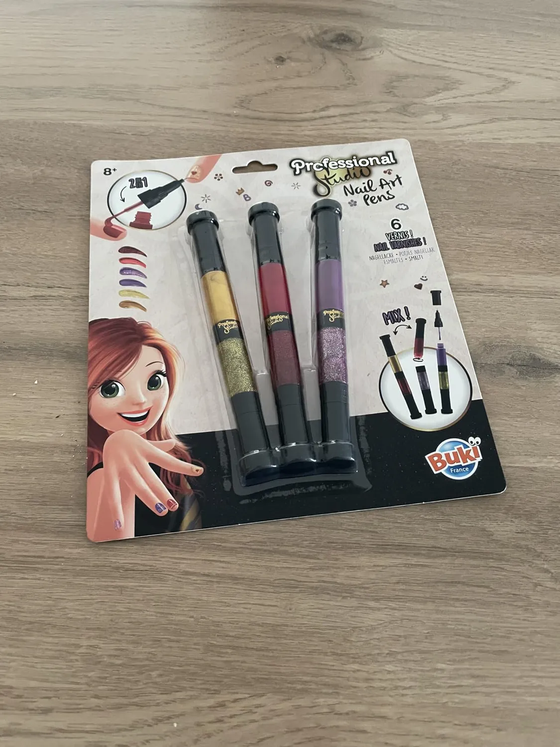 Buki PS102 Nagellackstifte 3er Rosa Grün Silber ab 8 Jahren