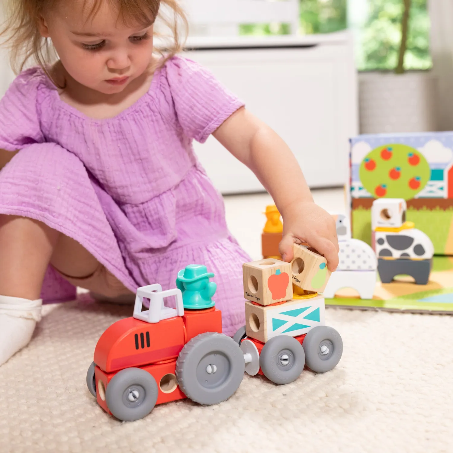 Melissa & Doug Blockables Farm and Farm Friends Steckbausteine 2er-Set Holz