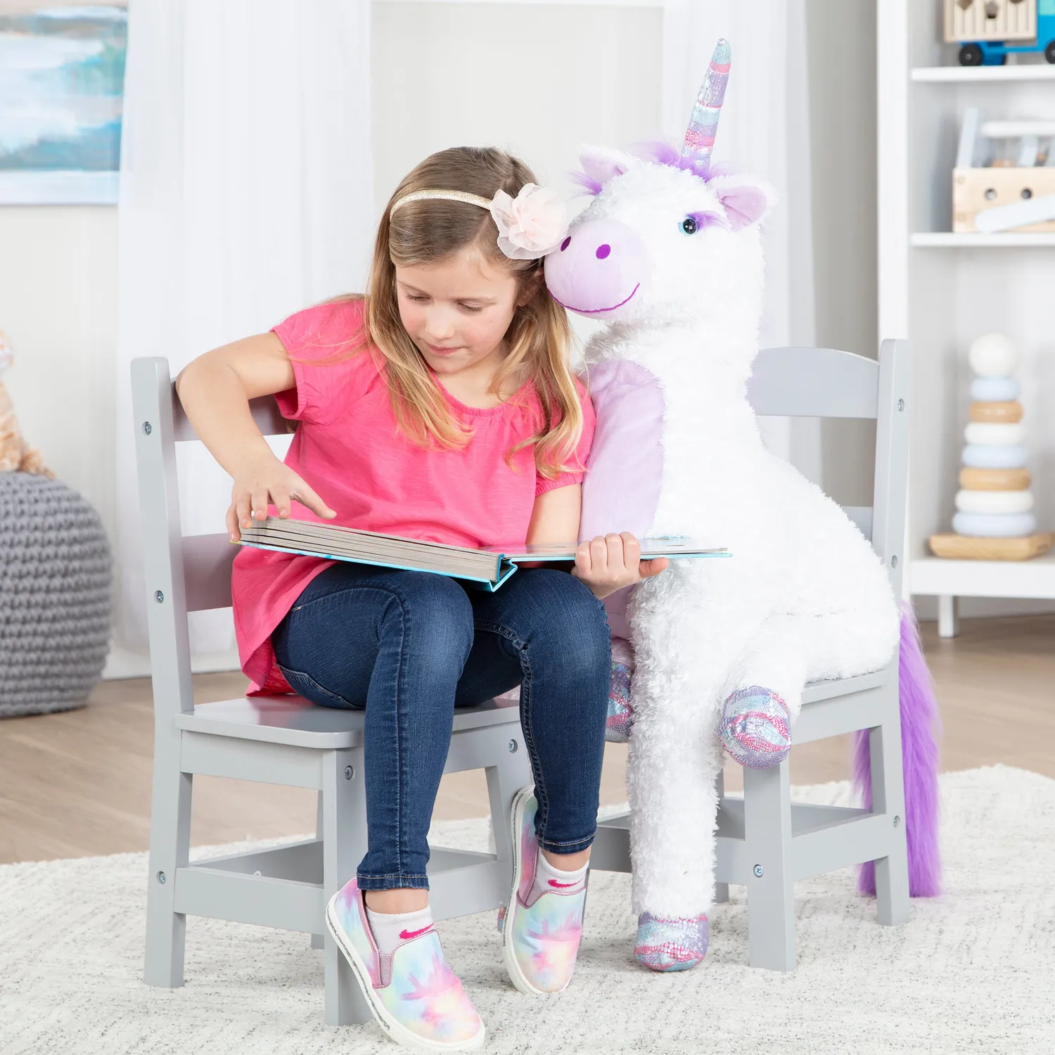 Melissa & Doug Kinderstuhl Holz Grau 2er-Set 28 cm