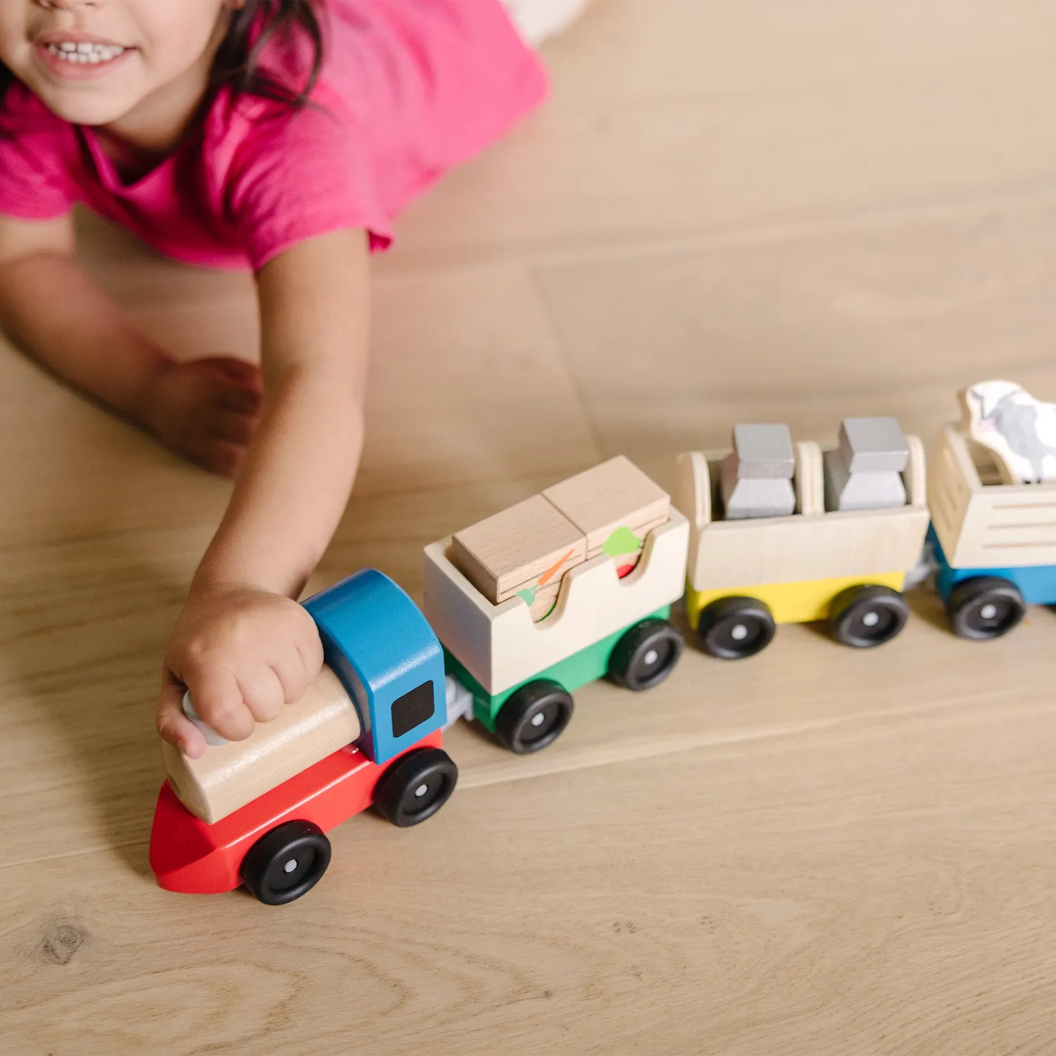 Melissa & Doug Bauernhof Holzeisenbahn Zug 3 Wagen Holz