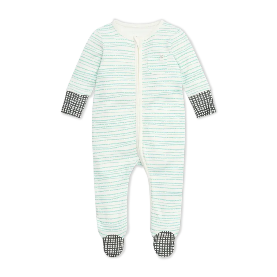 MORI Lovevery Scallop Striped Strampler 0-3 Monate Bambus