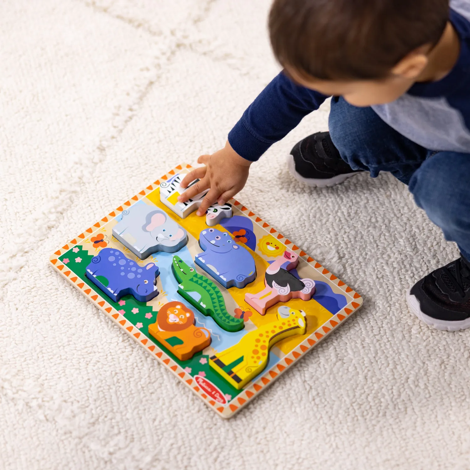 Melissa & Doug Safari Chunky Puzzle Holzpuzzle 8 Teile Tiere