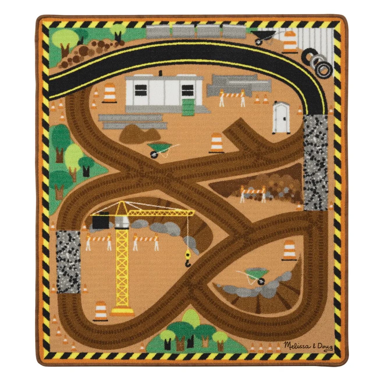 Melissa & Doug Construction Zone Spielteppich + 3 Fahrzeuge