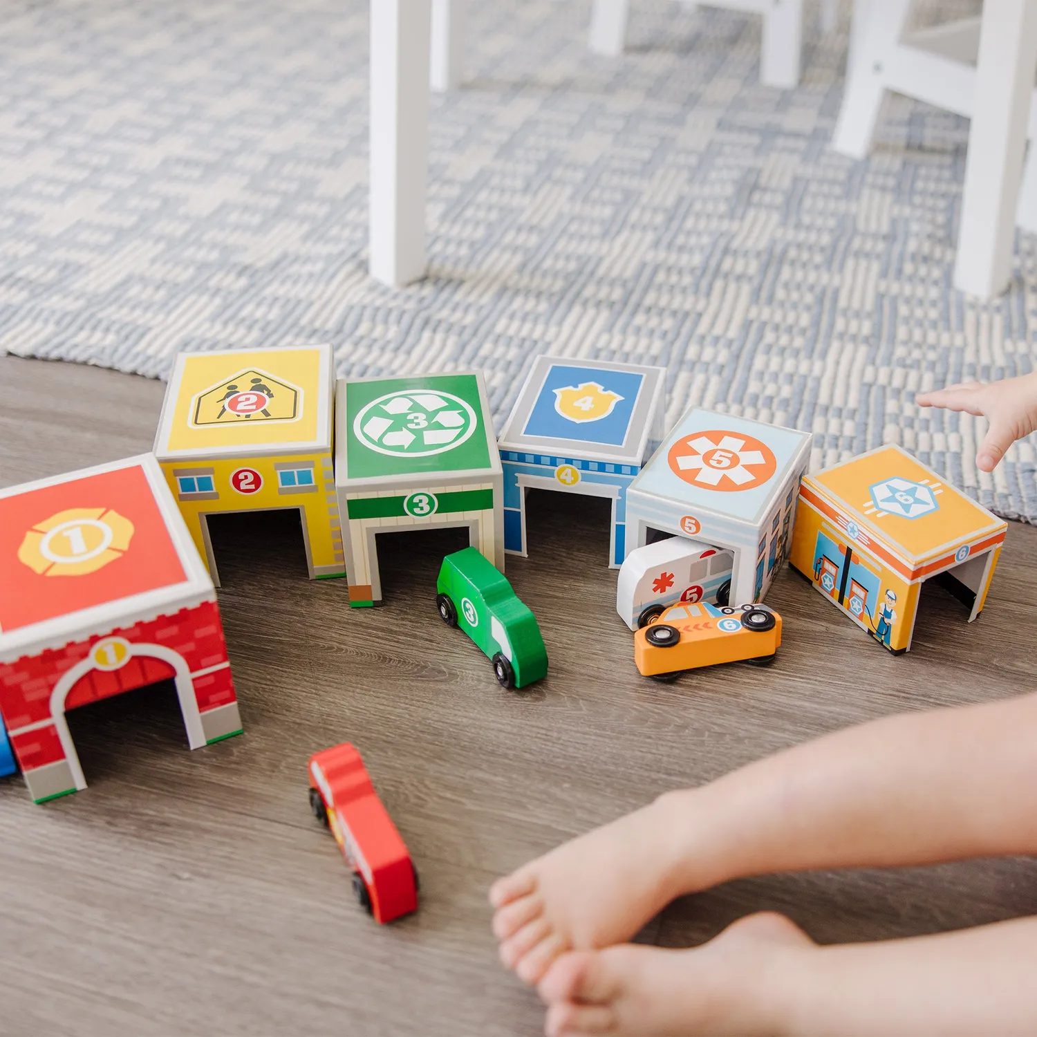 Melissa & Doug Nesting Sorting Buildings Vehicles Stapelspiel Holz