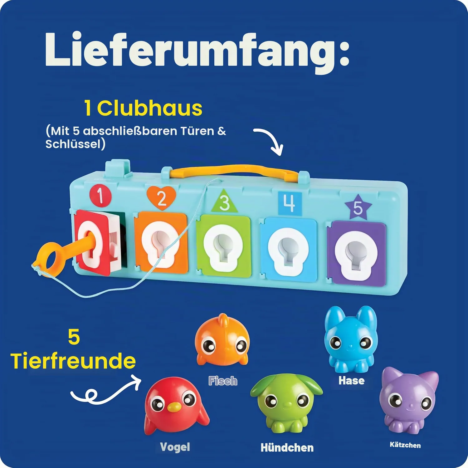 Learning Resources Lock & Key Clubhaus Motorikspiel mit 5 Tieren