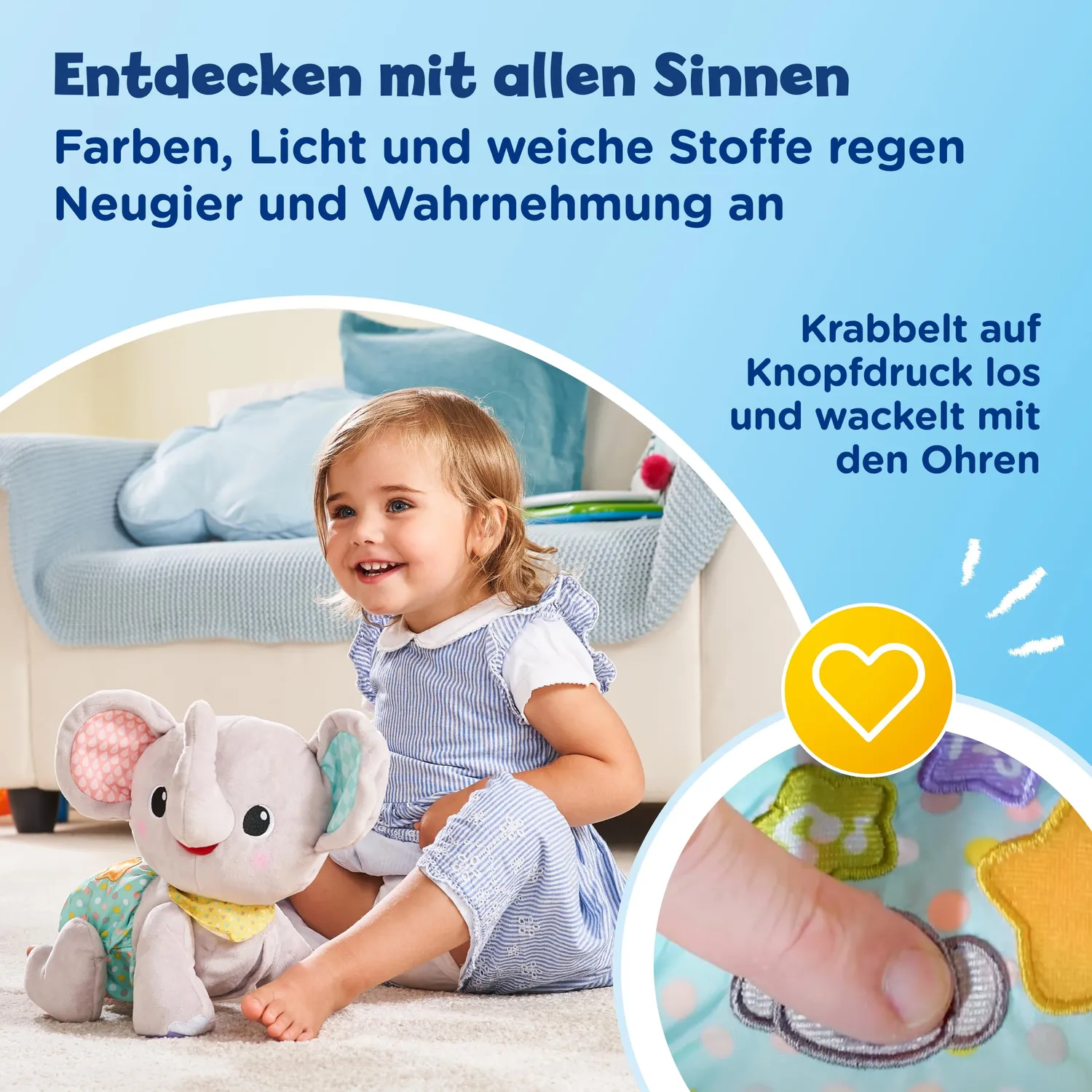 VTech Krabbel-mit-mir Elefant Plüschtier mit Musik 9-36 Monate