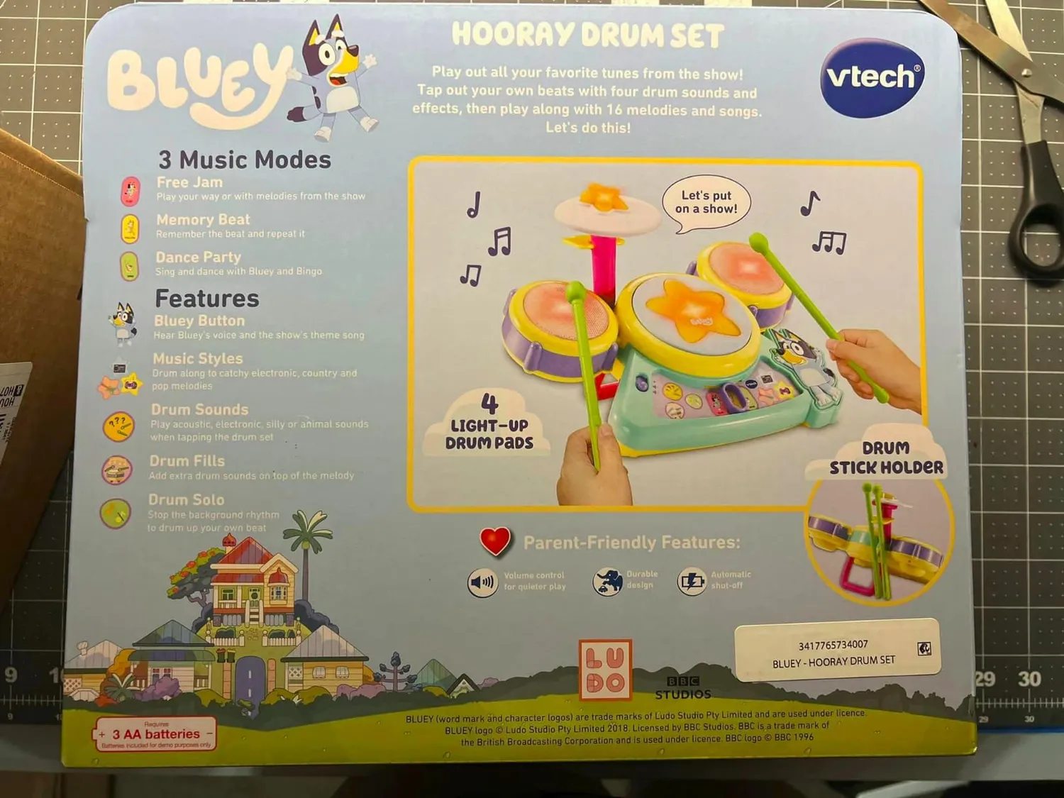 VTech Bluey Hurra Drum Set Schlagzeug mit Licht ab 3 Jahren