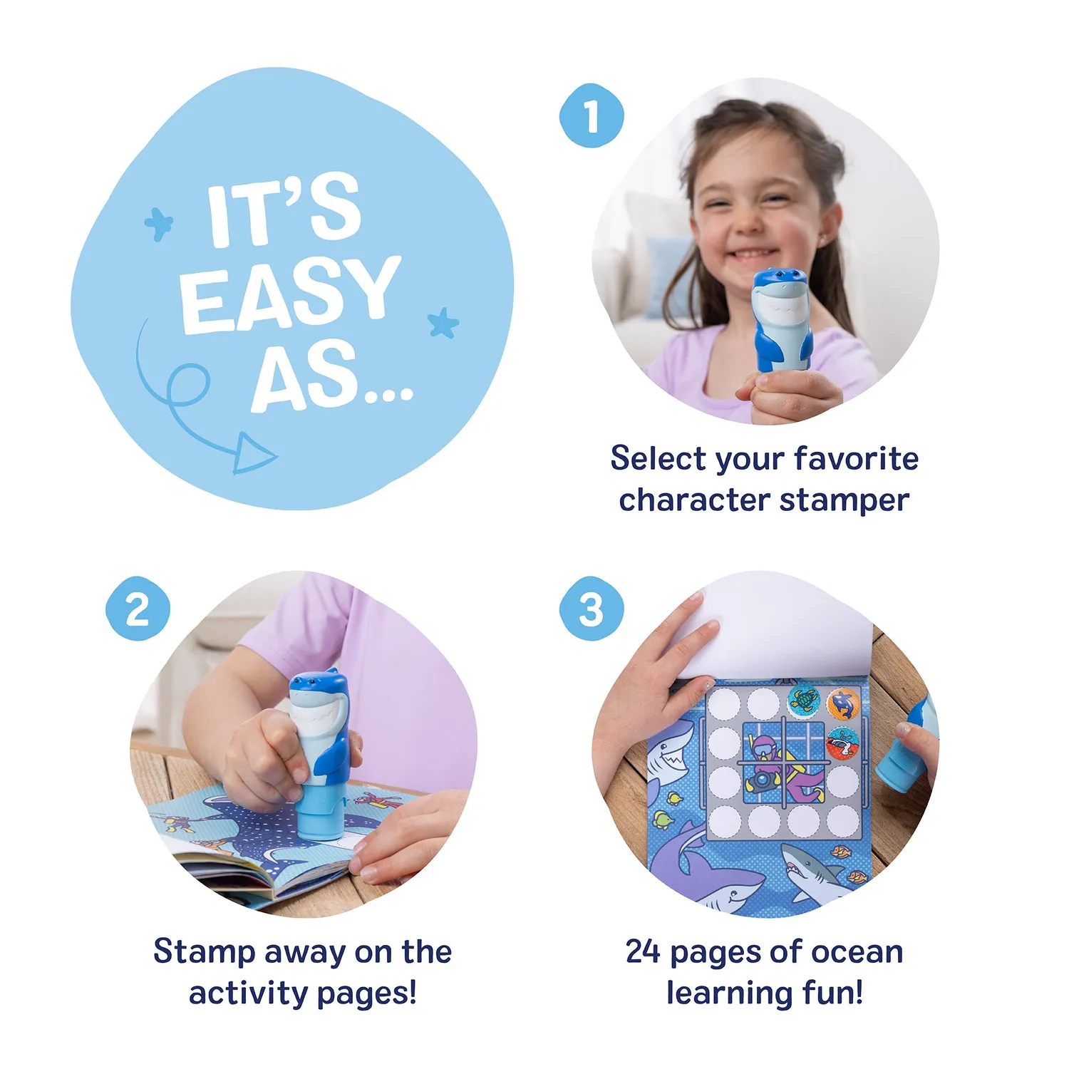 Melissa & Doug Sticker WOW Shark Stickerheft mit Stamper