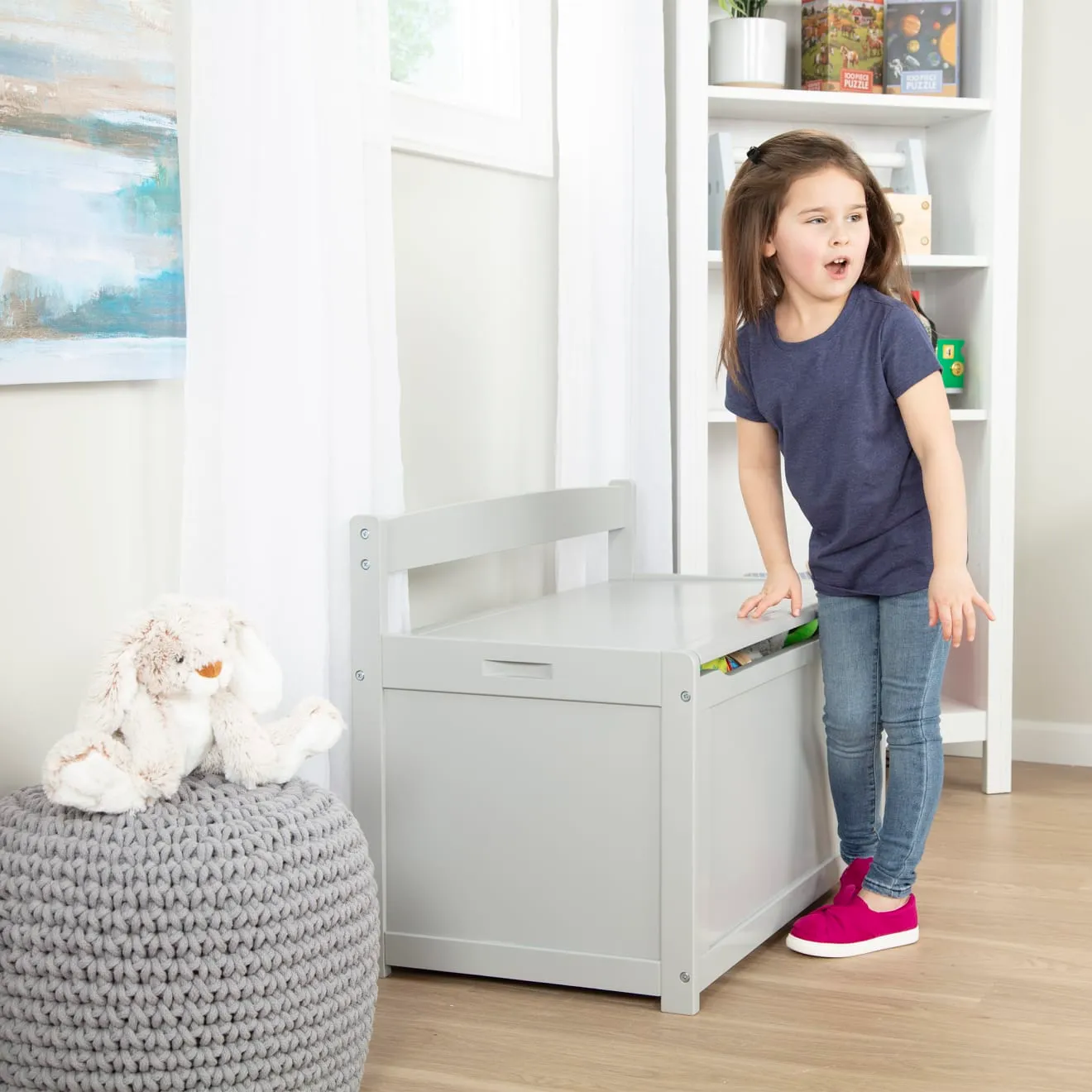 Melissa & Doug Spielzeugtruhe Holz Grau 233 Liter XXL