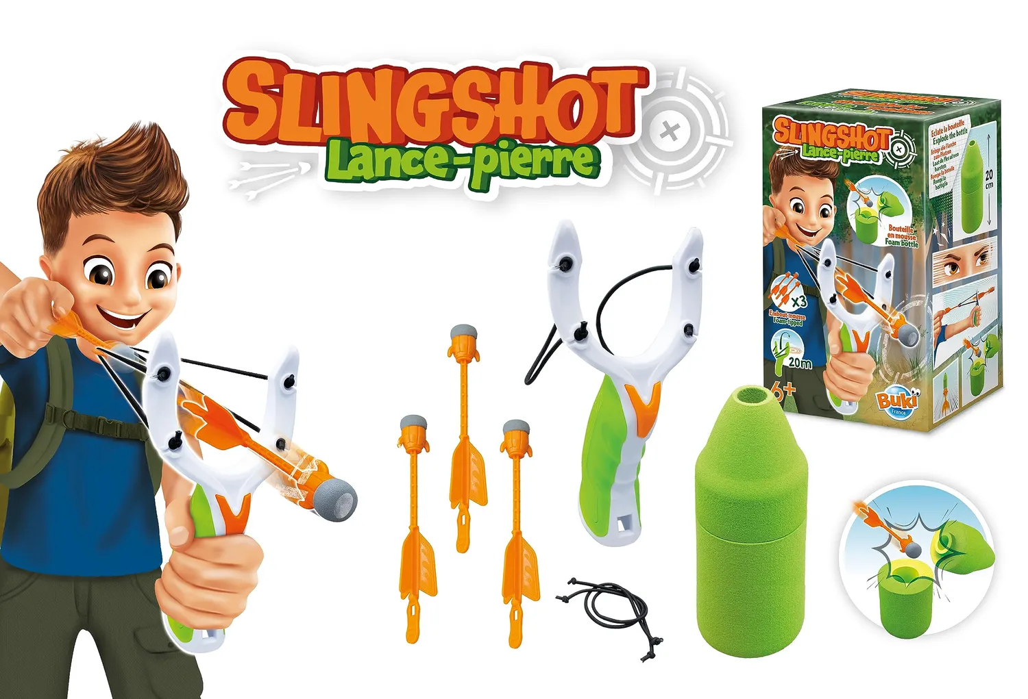 Buki BN017 Steinschleuder Outdoor-Set Schaumziel Pfeile
