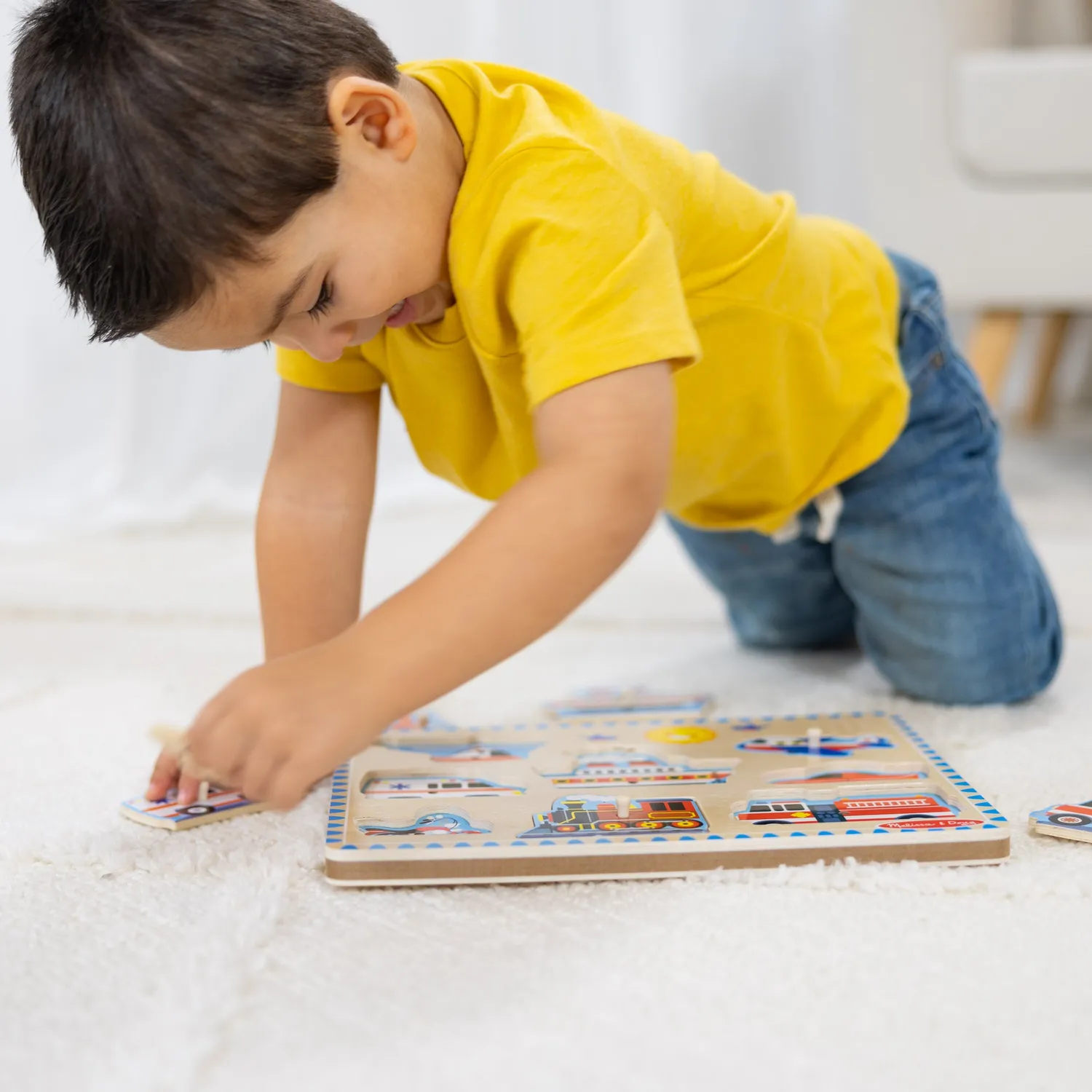 Melissa & Doug Fahrzeuge Soundpuzzle Holz 8 Teile mit Ton