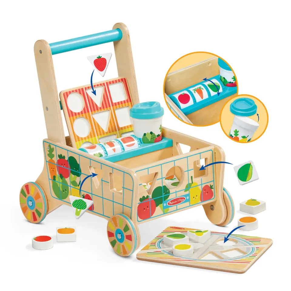 Melissa & Doug Wooden Shape Sorting Grocery Cart Einkaufswagen