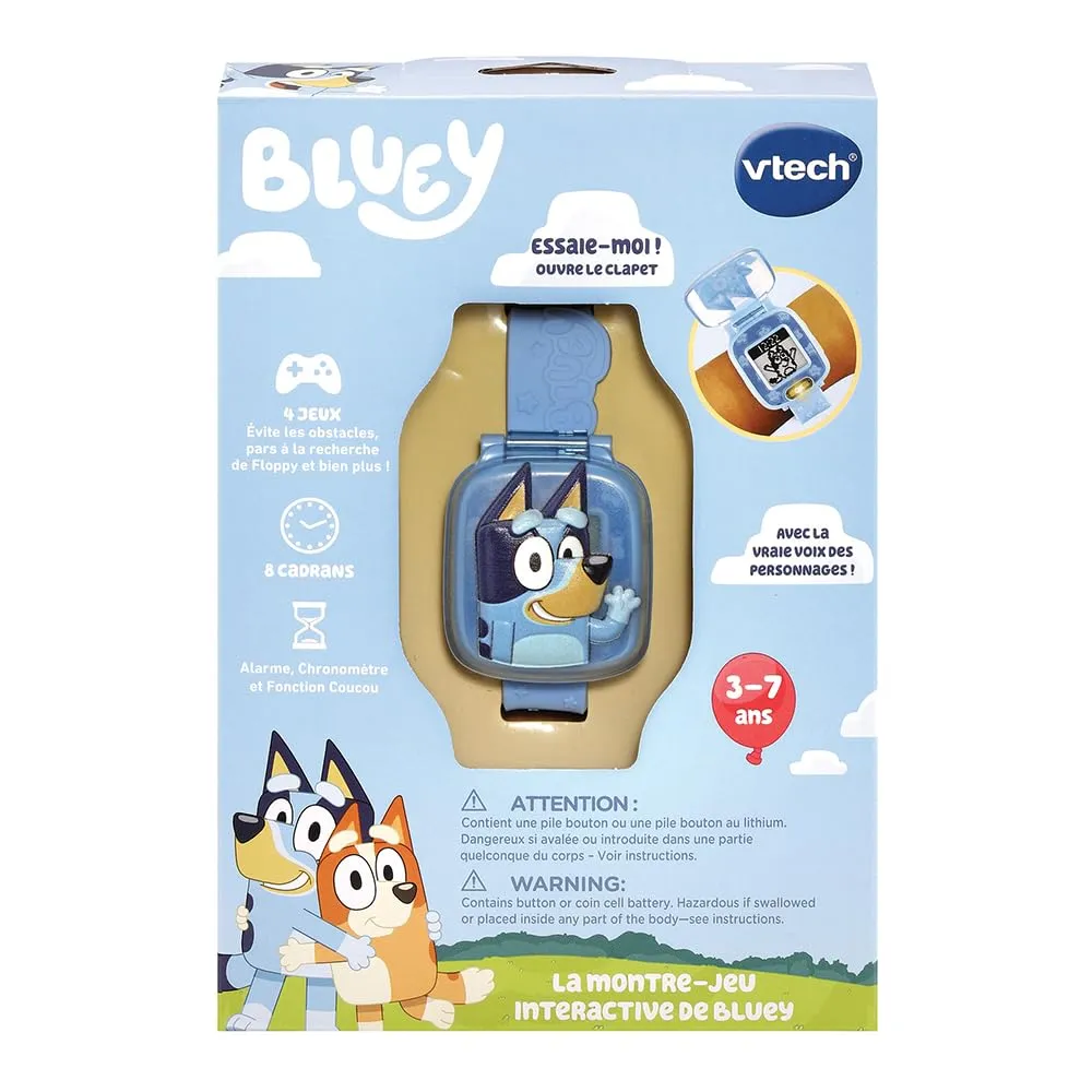 VTech Bluey interaktive Kinderuhr französisch mit Spielen