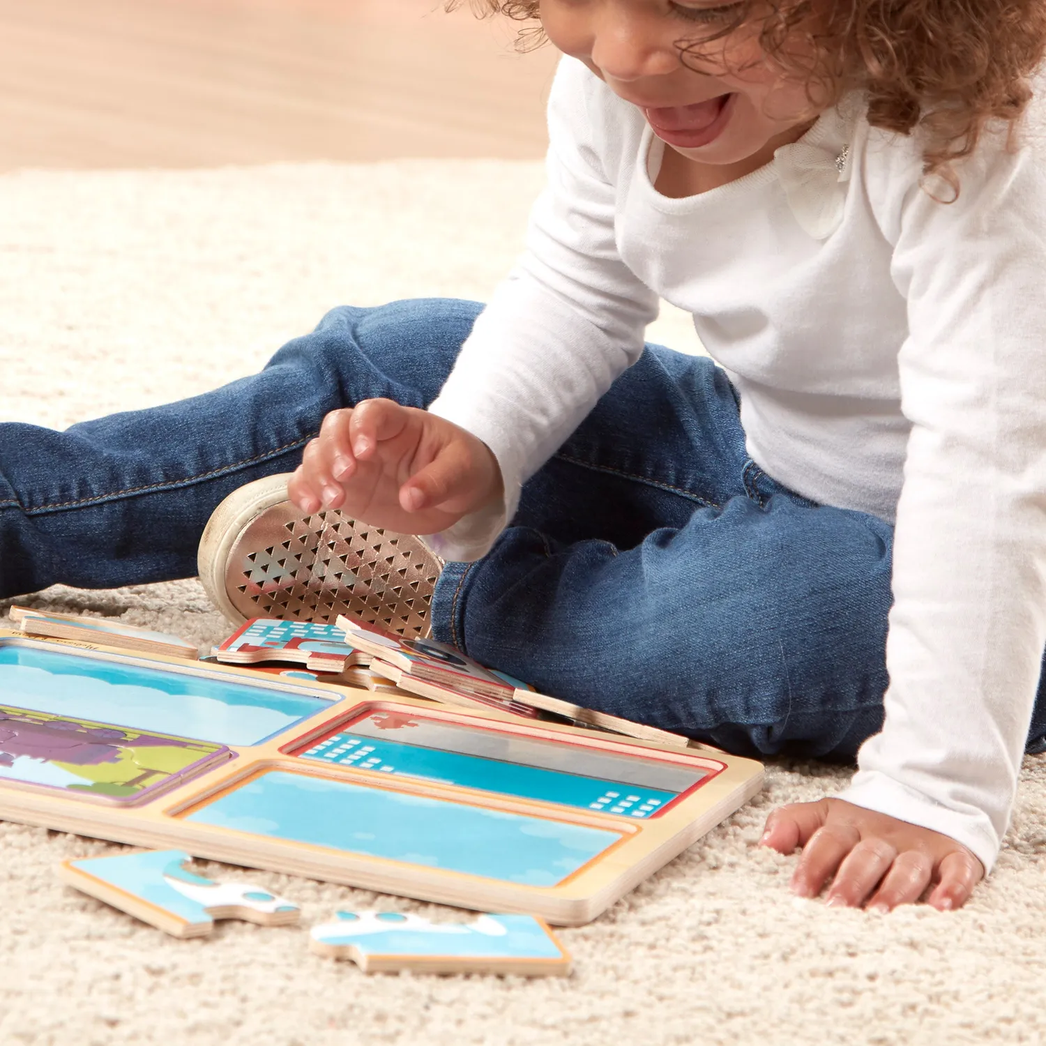 Melissa & Doug Natural Play Ready Set Go Holzpuzzle Fahrzeuge