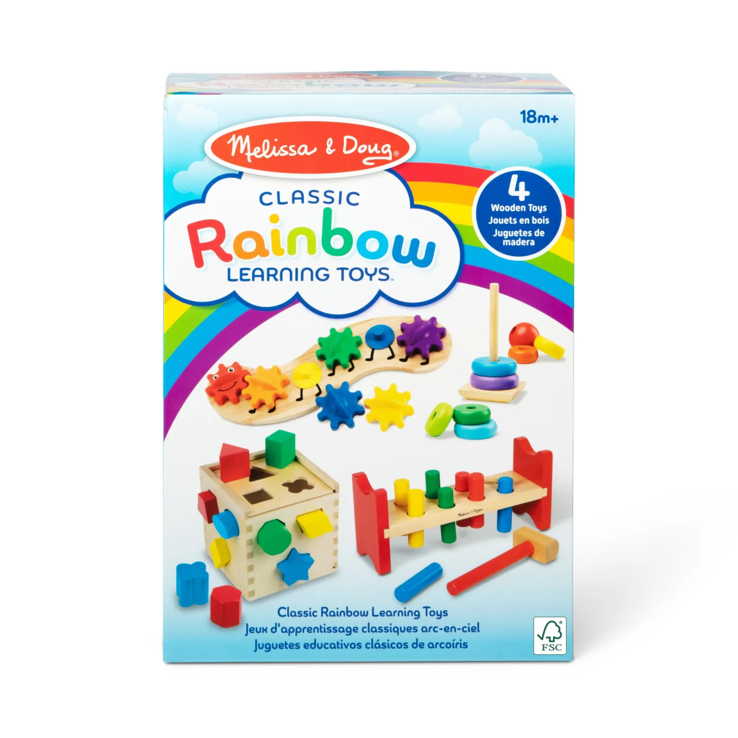 Melissa & Doug Classic Rainbow Lernspielzeug Holz Set 4-teilig
