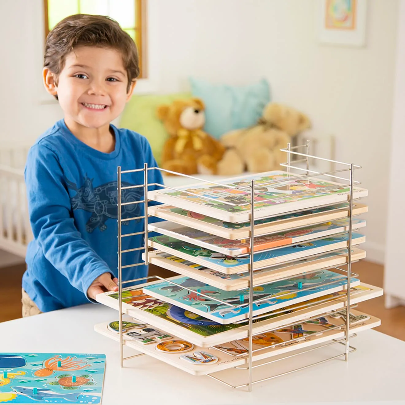 Melissa & Doug Deluxe Wire Puzzle Rack Aufbewahrung Metall
