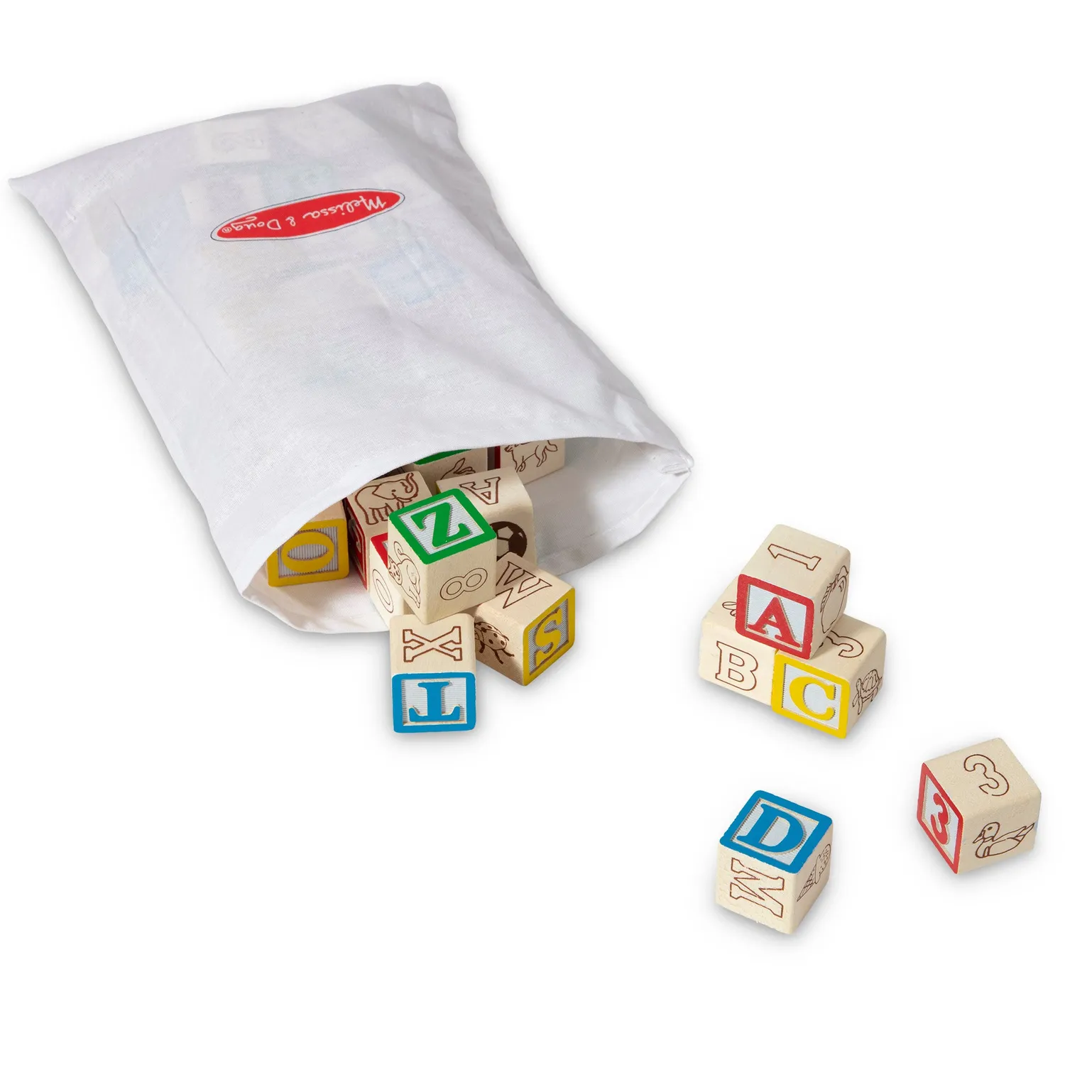 Melissa & Doug ABC 123 Blocks Holzbausteine 50-teilig